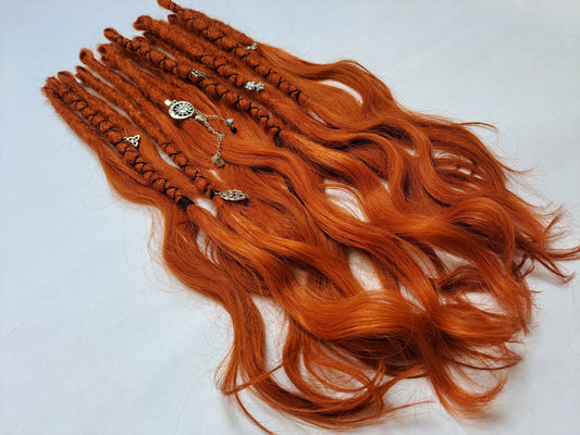 READY TO SHIP - Shed resistant 100% Human Hair Hybrid Lock extra volume luxe thick goddess ends ginger red #350 dreads dreadlocks celtic