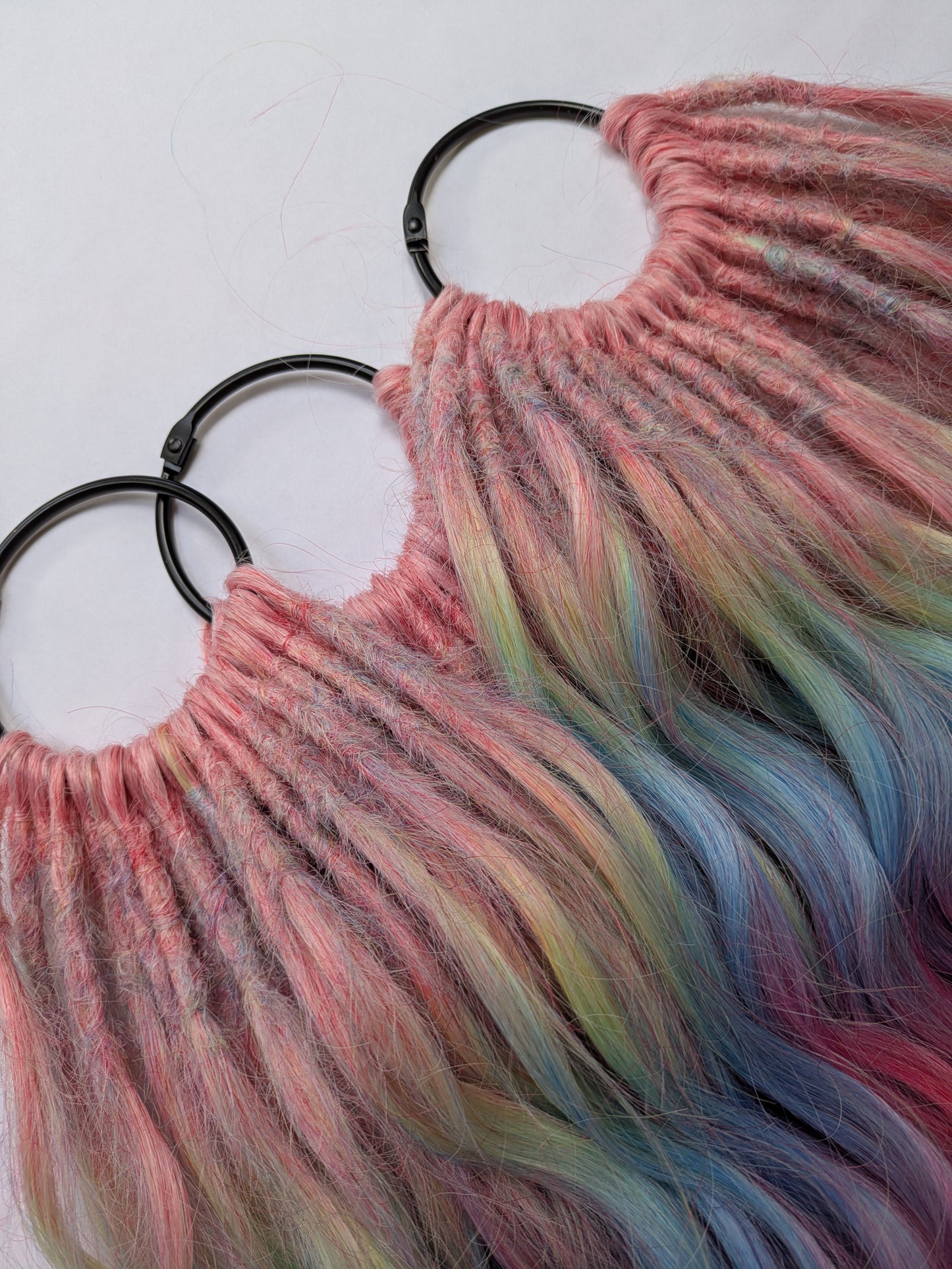 Ready to Ship! Full head of brushable Hybrid Locks (Anna Curls) in Rainbow