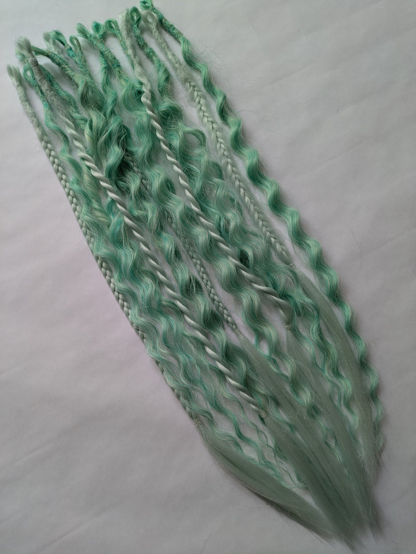 READY TO SHIP Accent set of dreamy pastel mint green dreadlocks and hybrid locks