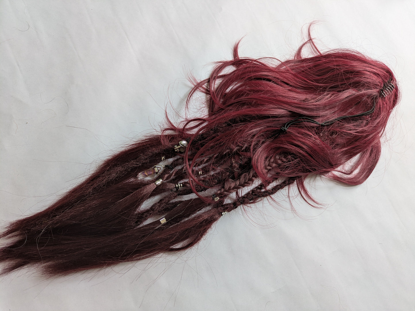 READY TO SHIP Burgundy Claw Clip Dreadlock Ponytail