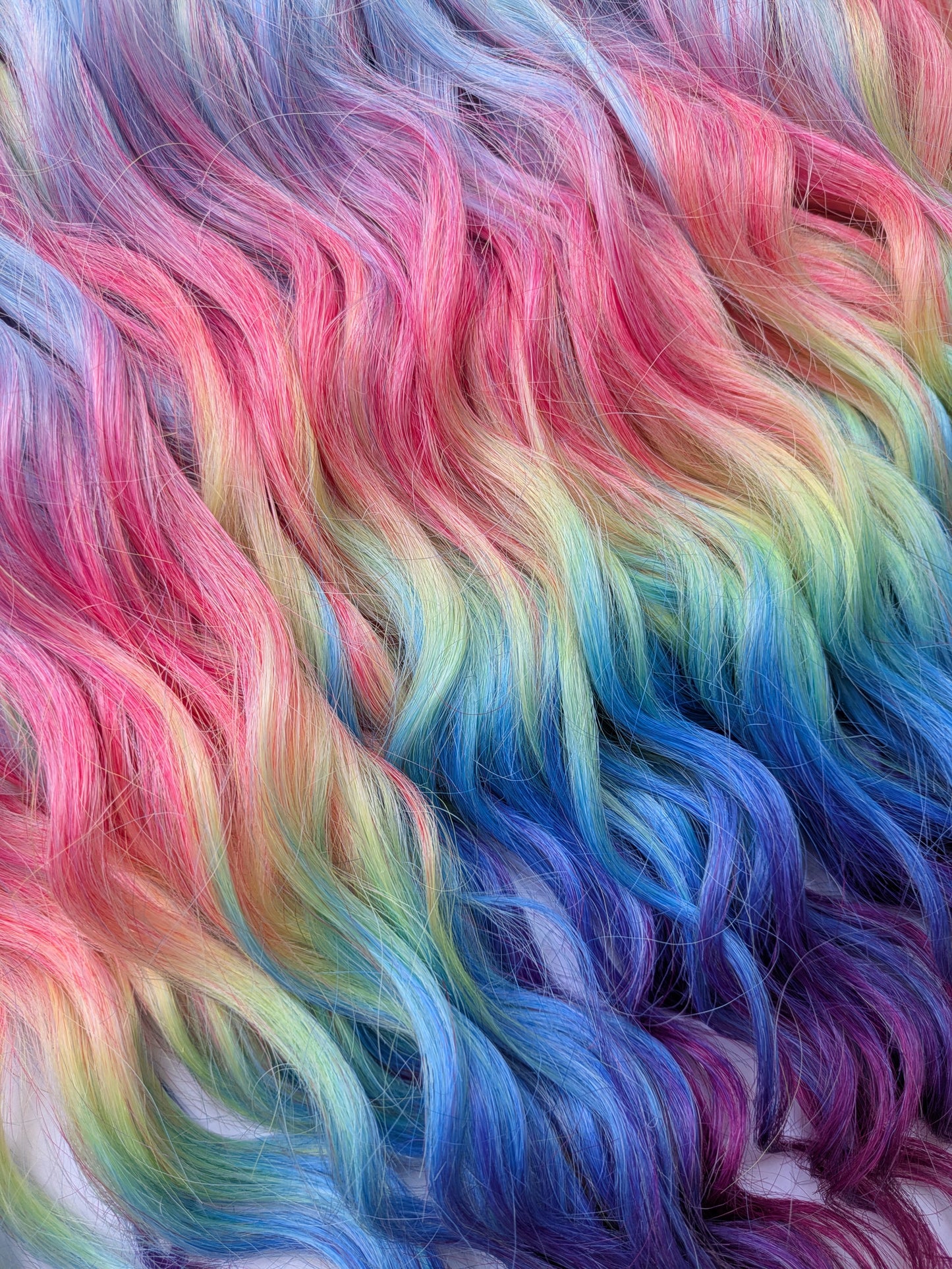 Ready to Ship! Full head of brushable Hybrid Locks (Anna Curls) in Rainbow
