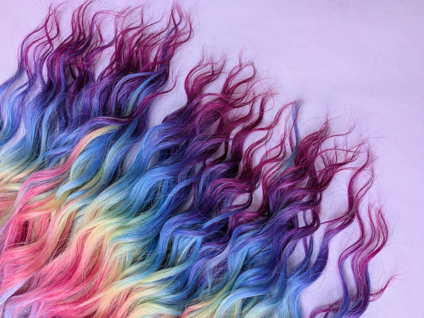 Ready to Ship! Full head of brushable Hybrid Locks (Anna Curls) in Rainbow