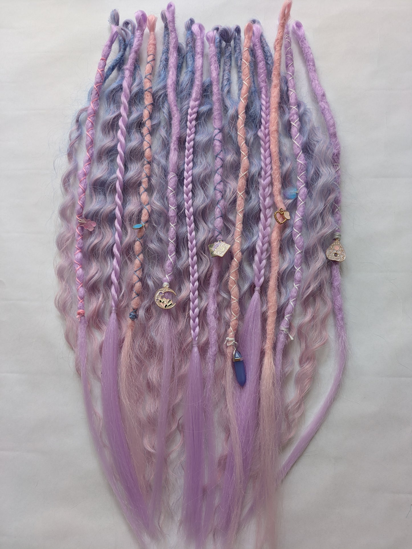READY TO SHIP Accent set of dreamy pastel pink purple and blue dreadlocks and hybrid locks