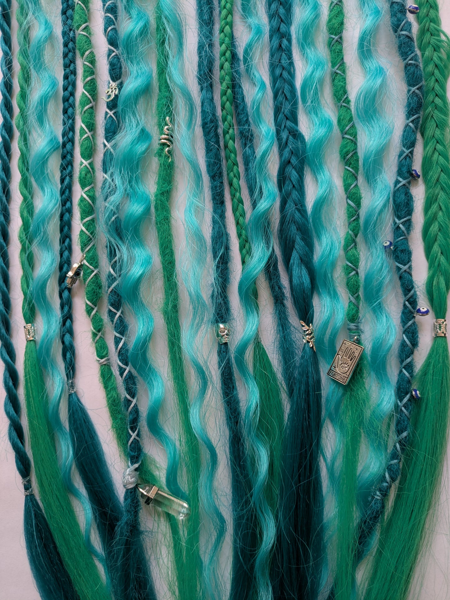 READY TO SHIP Accent set of dreamy sea blue and green dreadlocks and hybrid locks