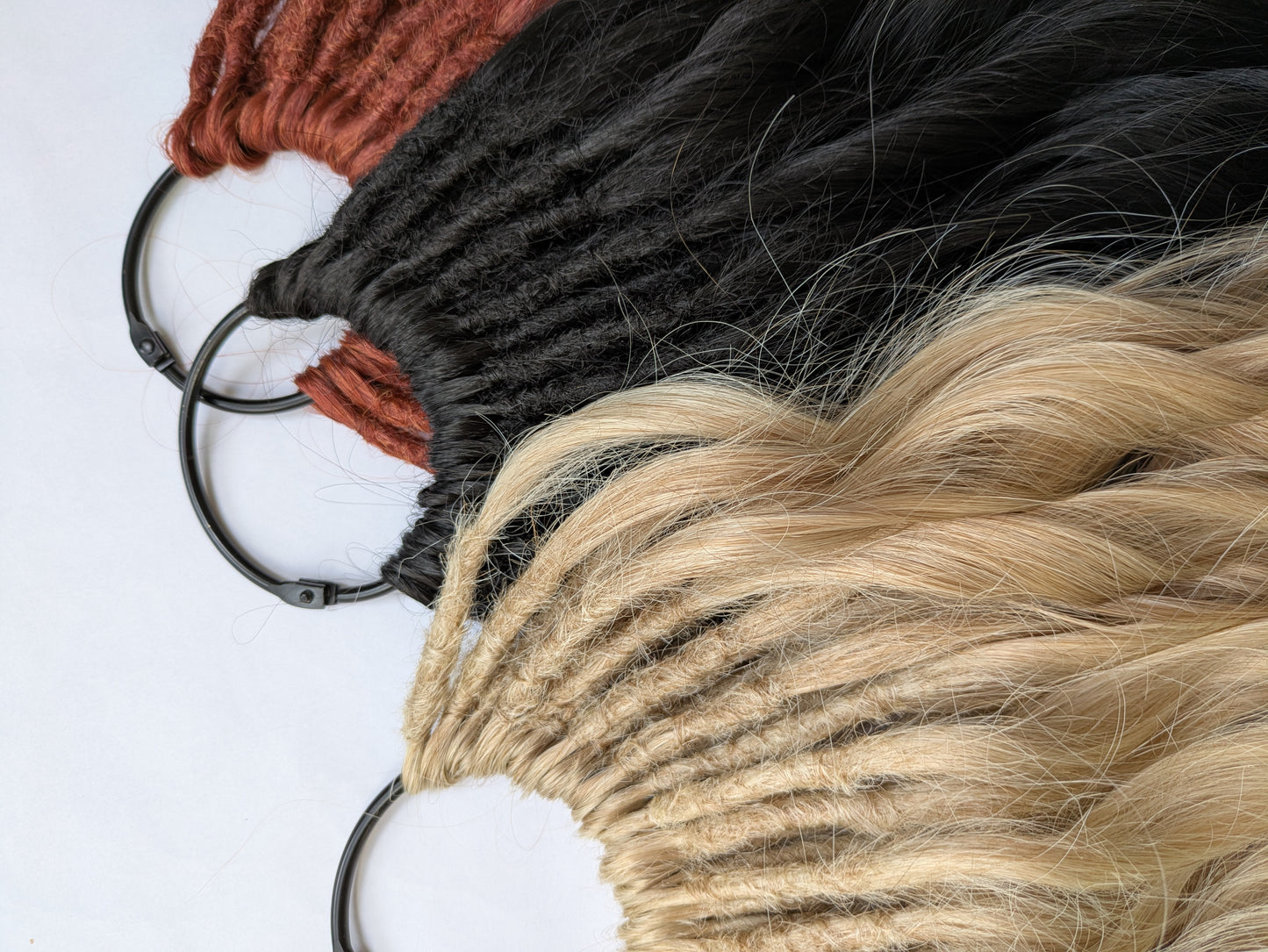Ready to Ship! Full head of brushable Hybrid Locks (Anna Curls) in Calico Copper