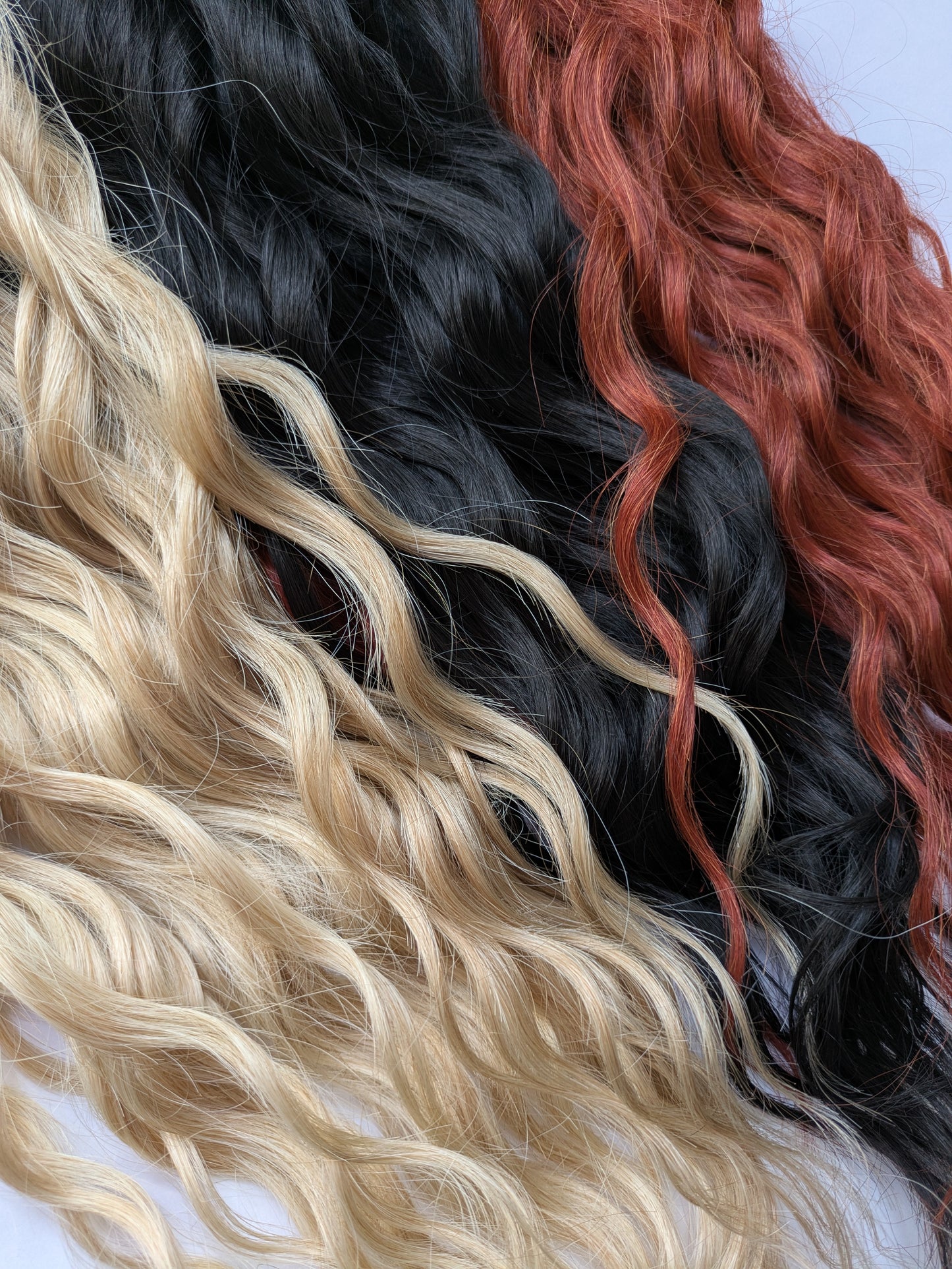 Ready to Ship! Full head of brushable Hybrid Locks (Anna Curls) in Calico Copper