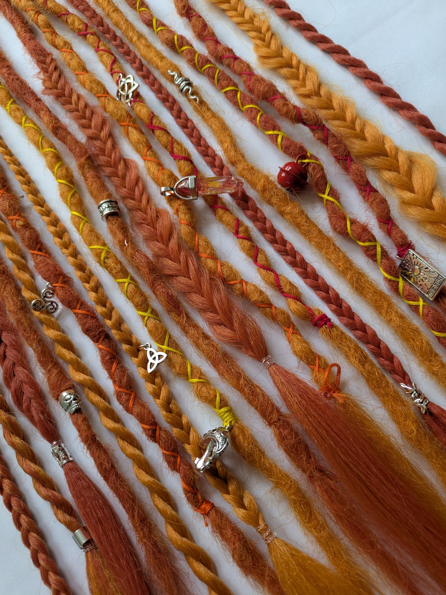 READY TO SHIP Accent set of firey orange dreadlocks and braids