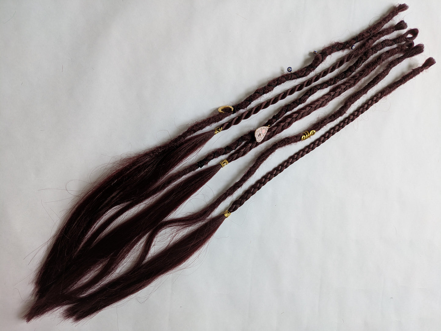 READY TO SHIP Accent set of burgundy dreadlocks and braids