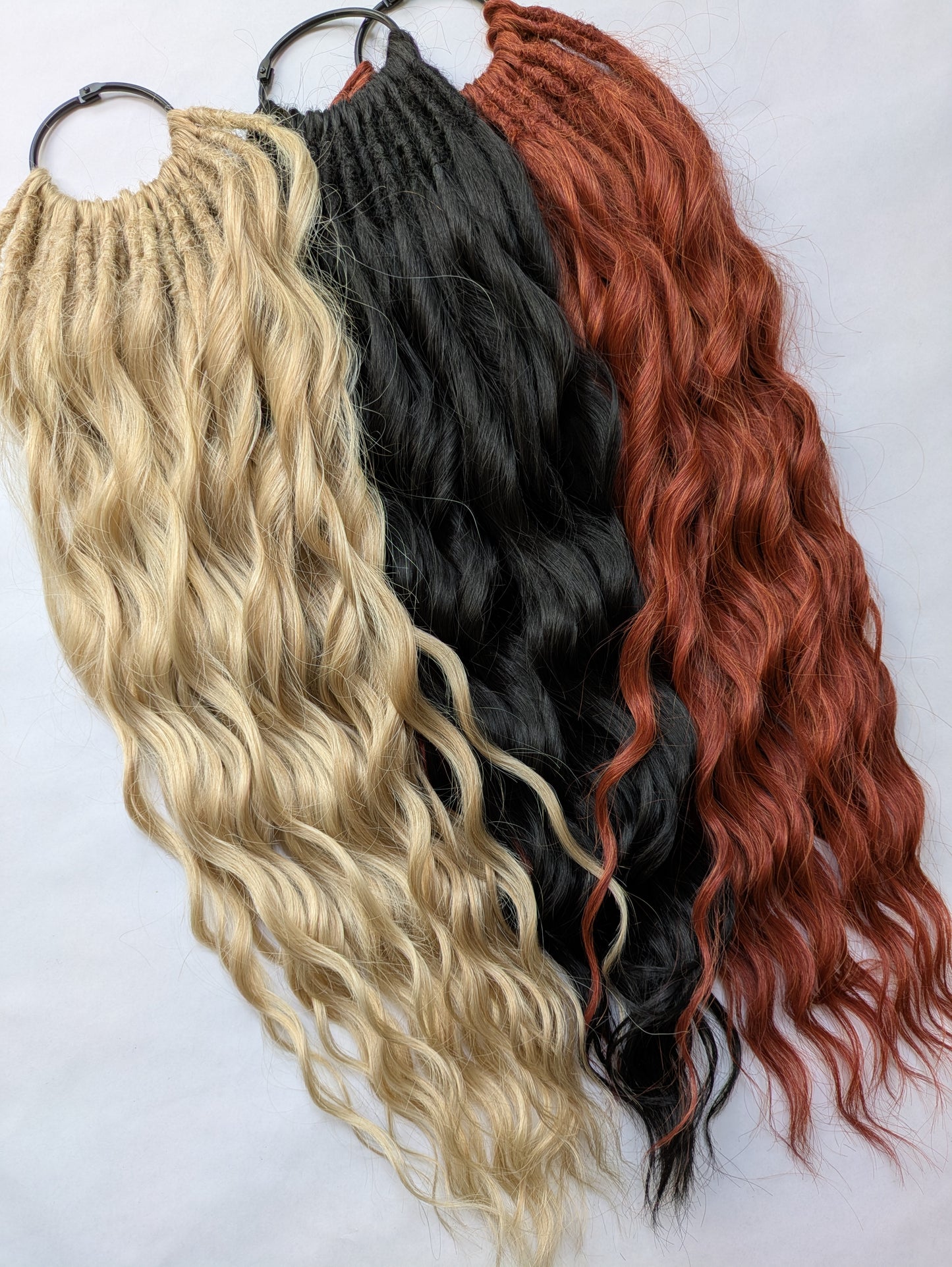 Ready to Ship! Full head of brushable Hybrid Locks (Anna Curls) in Calico Copper