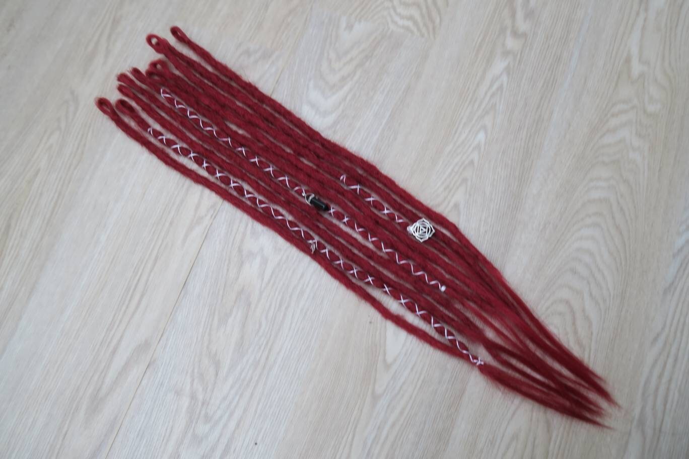 READY TO SHIP Root Chakra Dreadlock Accent Set - Realistic Crochet dreadlocks. Single Ended se Long Red Dreads - Muladhara Chakra