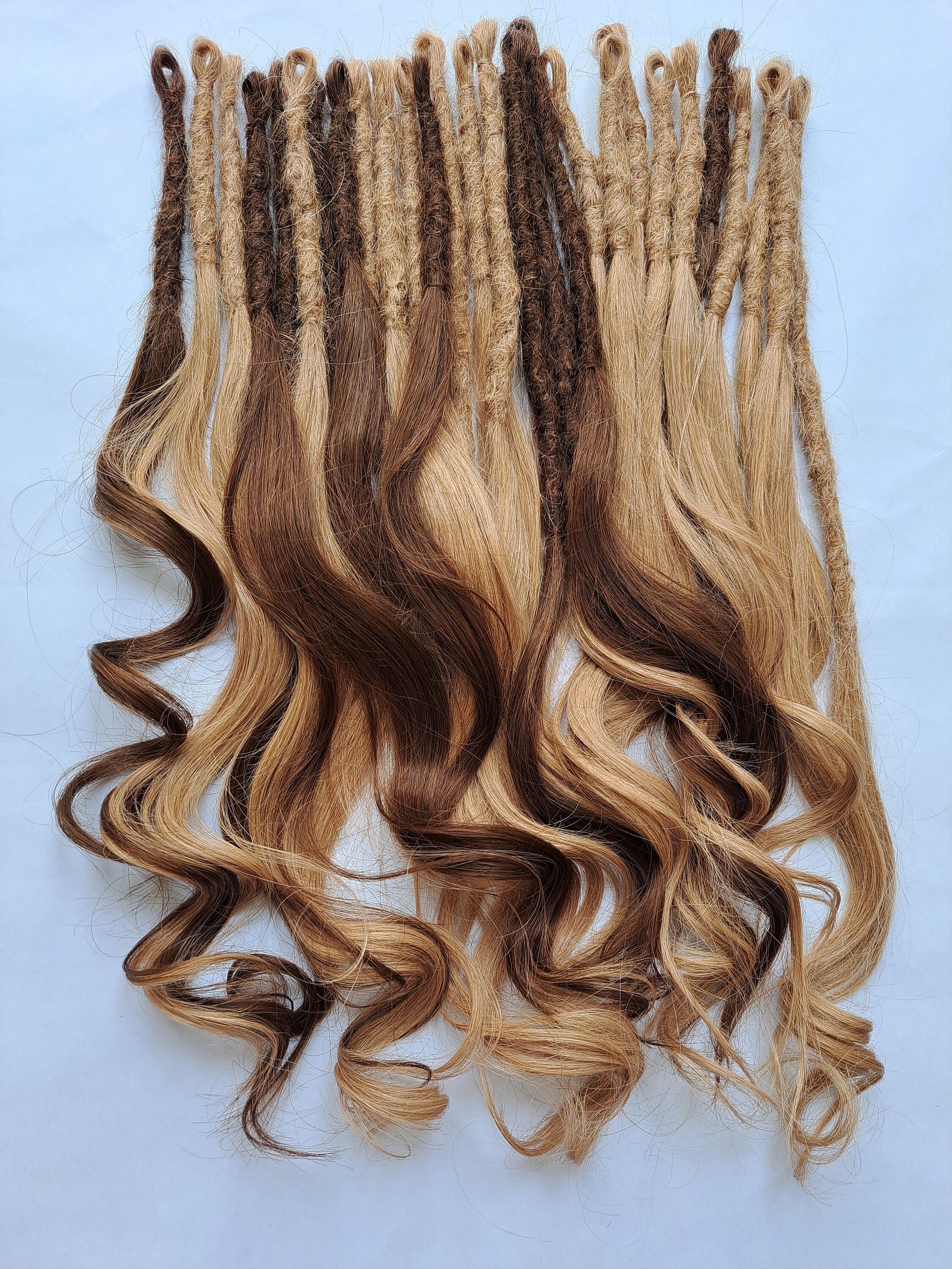 READY TO SHIP Shed resistant se 100% Human Hair Hybrid Locks extra volume luxe thick goddess ends caramel blonde brown dreads dreadlocks