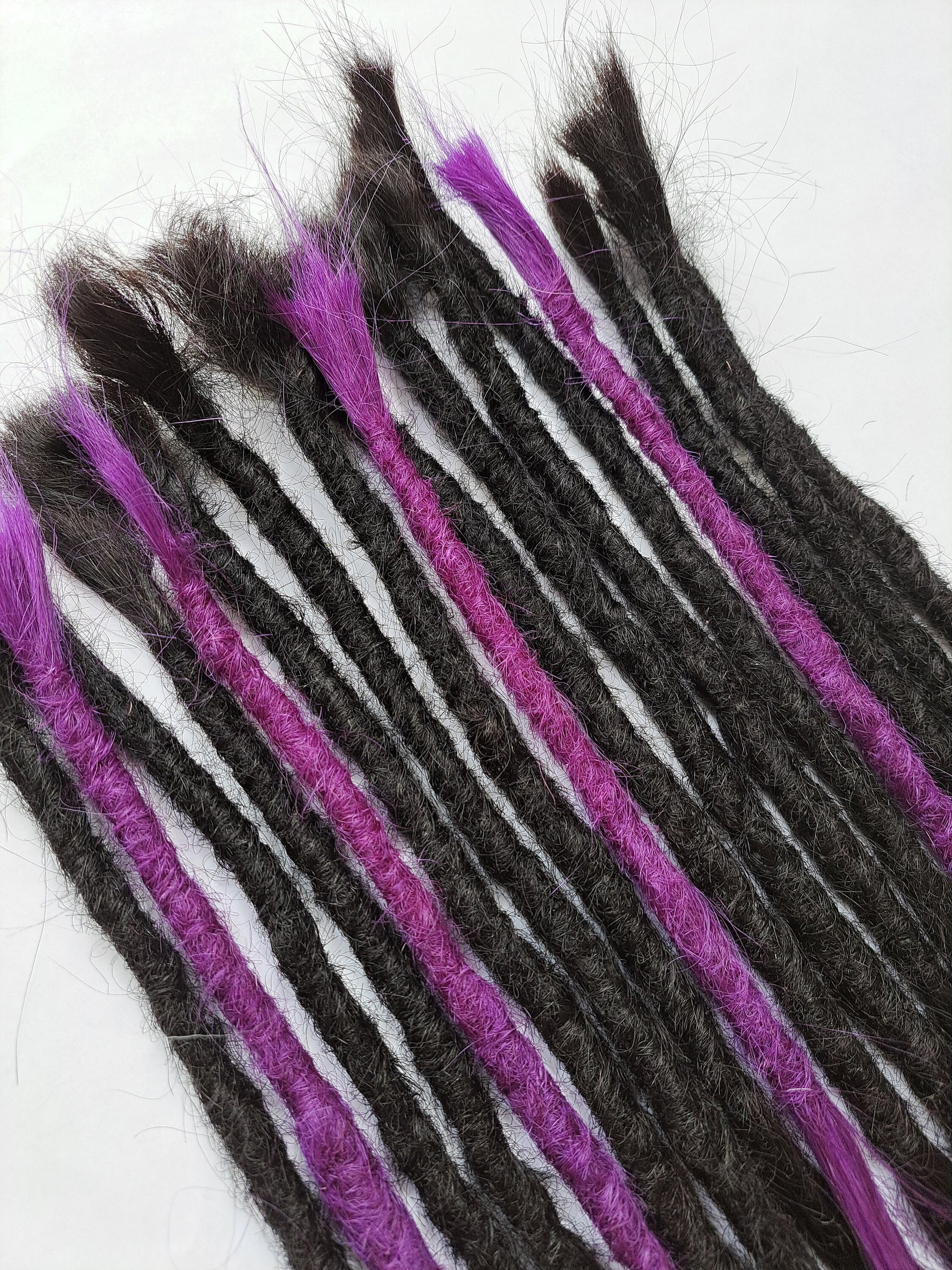 READY TO SHIP - Shed resistant 100% Human Hair Hybrid Lock extra volume luxe thick goddess ends black and purple dreads dreadlocks extenders