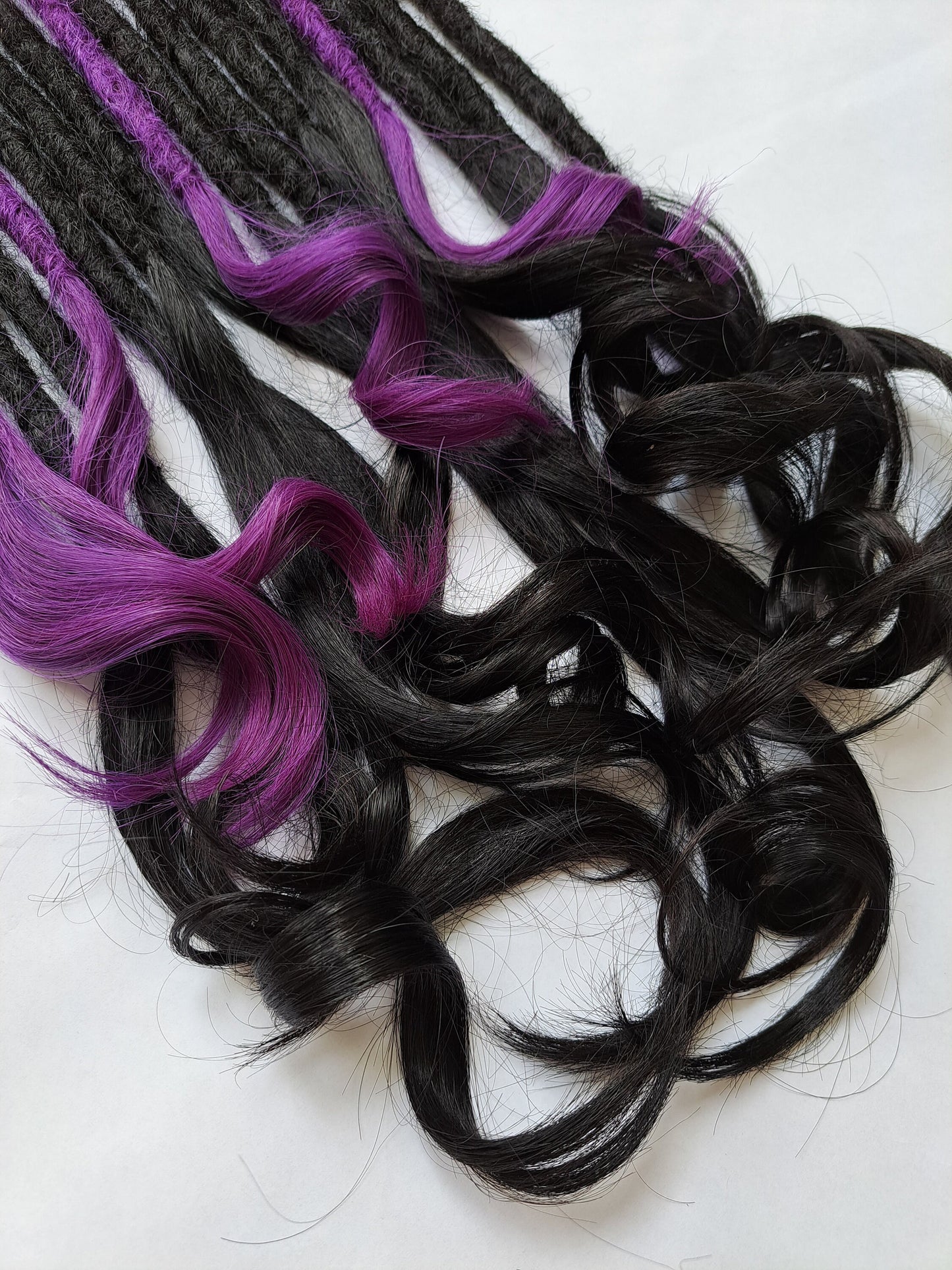READY TO SHIP - Shed resistant 100% Human Hair Hybrid Lock extra volume luxe thick goddess ends black and purple dreads dreadlocks extenders