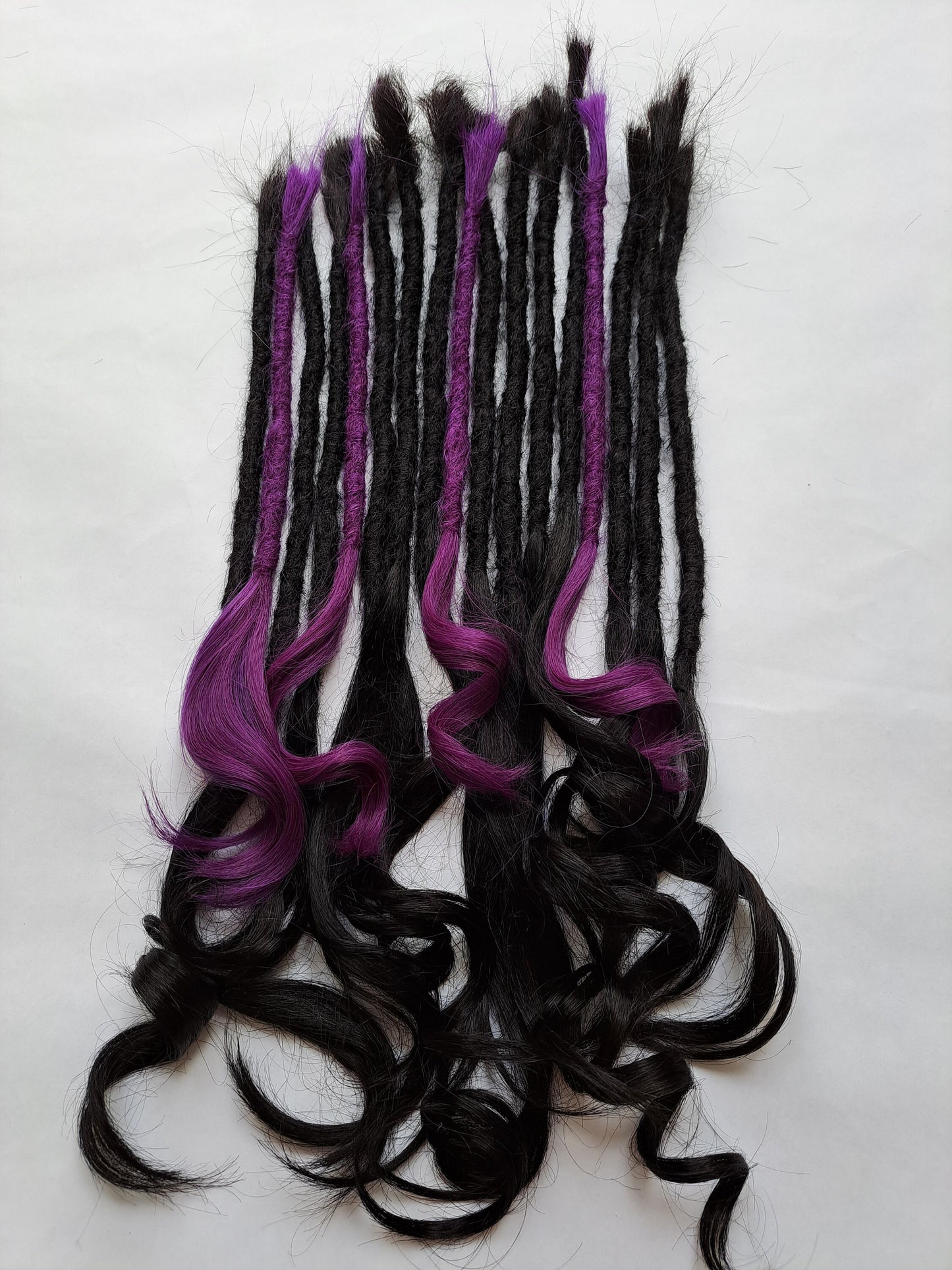 READY TO SHIP - Shed resistant 100% Human Hair Hybrid Lock extra volume luxe thick goddess ends black and purple dreads dreadlocks extenders