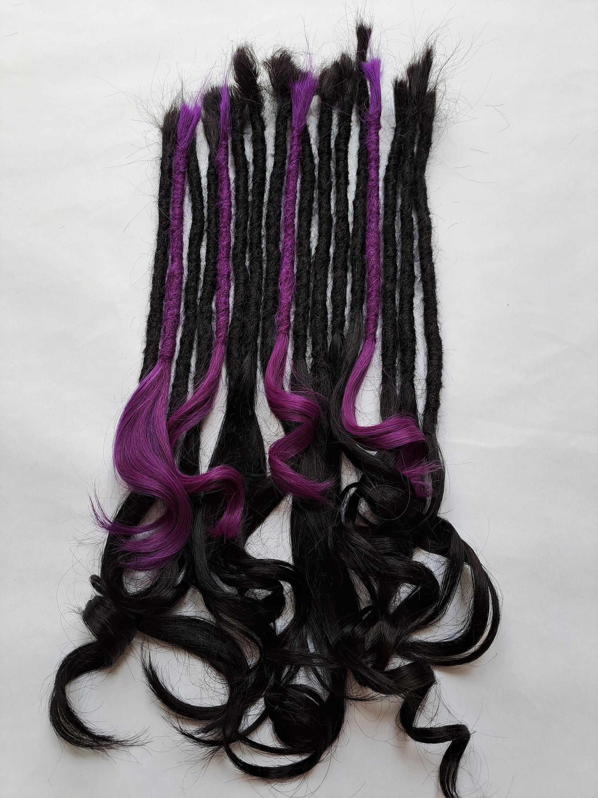 READY TO SHIP - Shed resistant 100% Human Hair Hybrid Lock extra volume luxe thick goddess ends black and purple dreads dreadlocks extenders