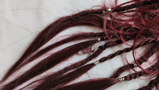 READY TO SHIP Burgundy Claw Clip Dreadlock Ponytail