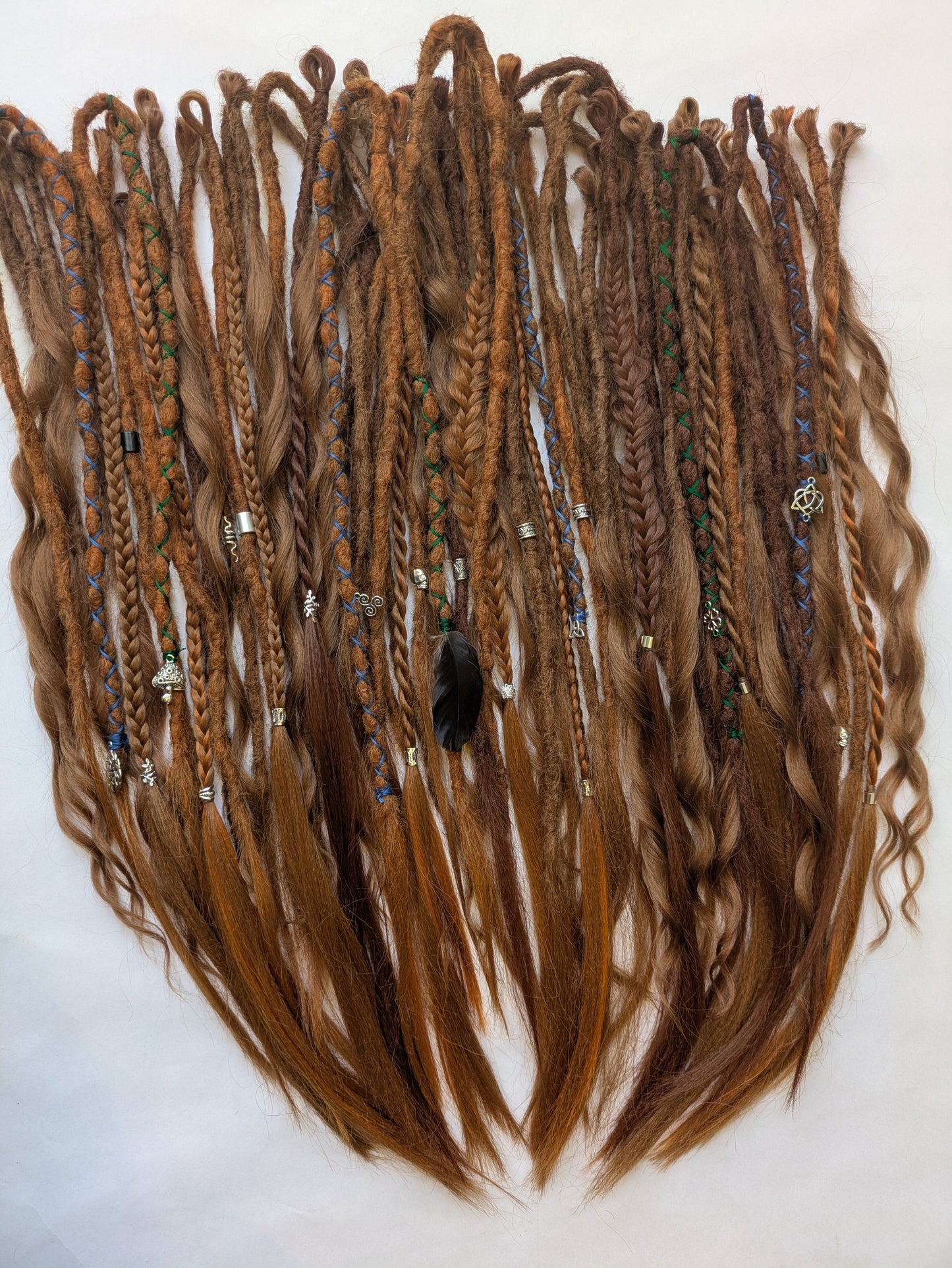 READY TO SHIP Full head of Celtic themed braid in dreadlocks: ginger redhead cowboy copper brown auburn synthetic dreads loc extensions. High Quality Crochet Locs made with Henlon.