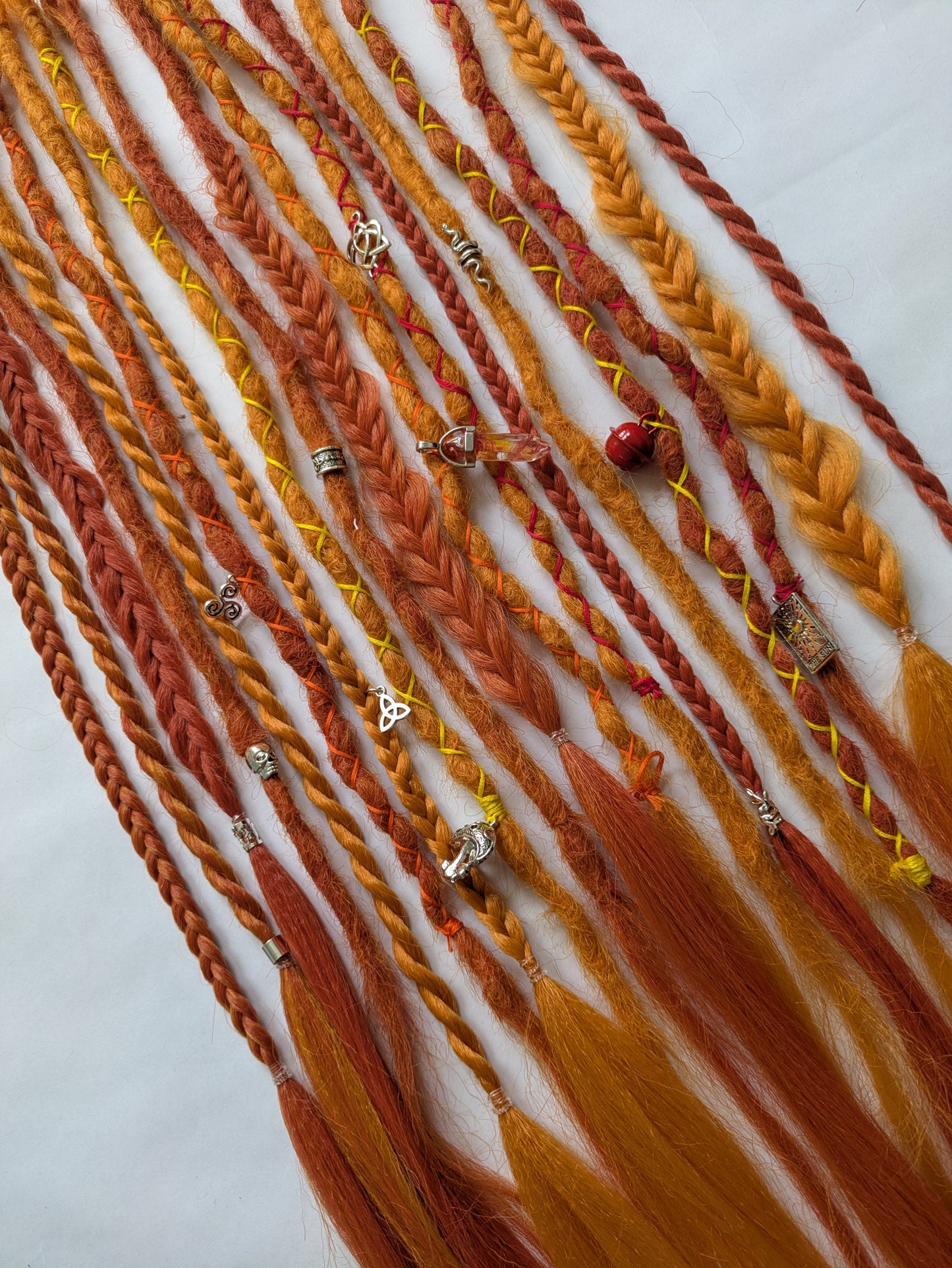 READY TO SHIP Accent set of firey orange dreadlocks and braids