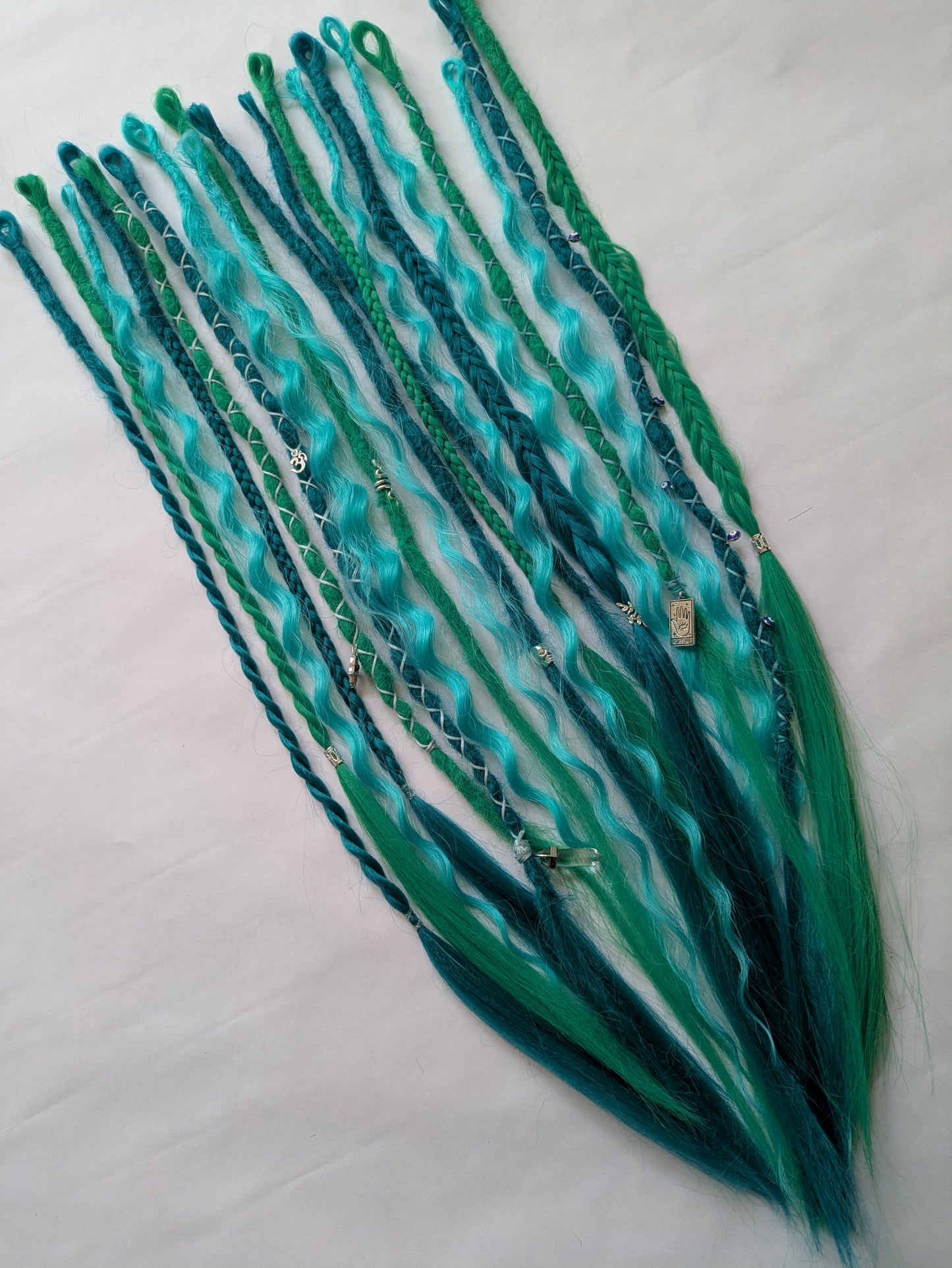 READY TO SHIP Accent set of dreamy sea blue and green dreadlocks and hybrid locks