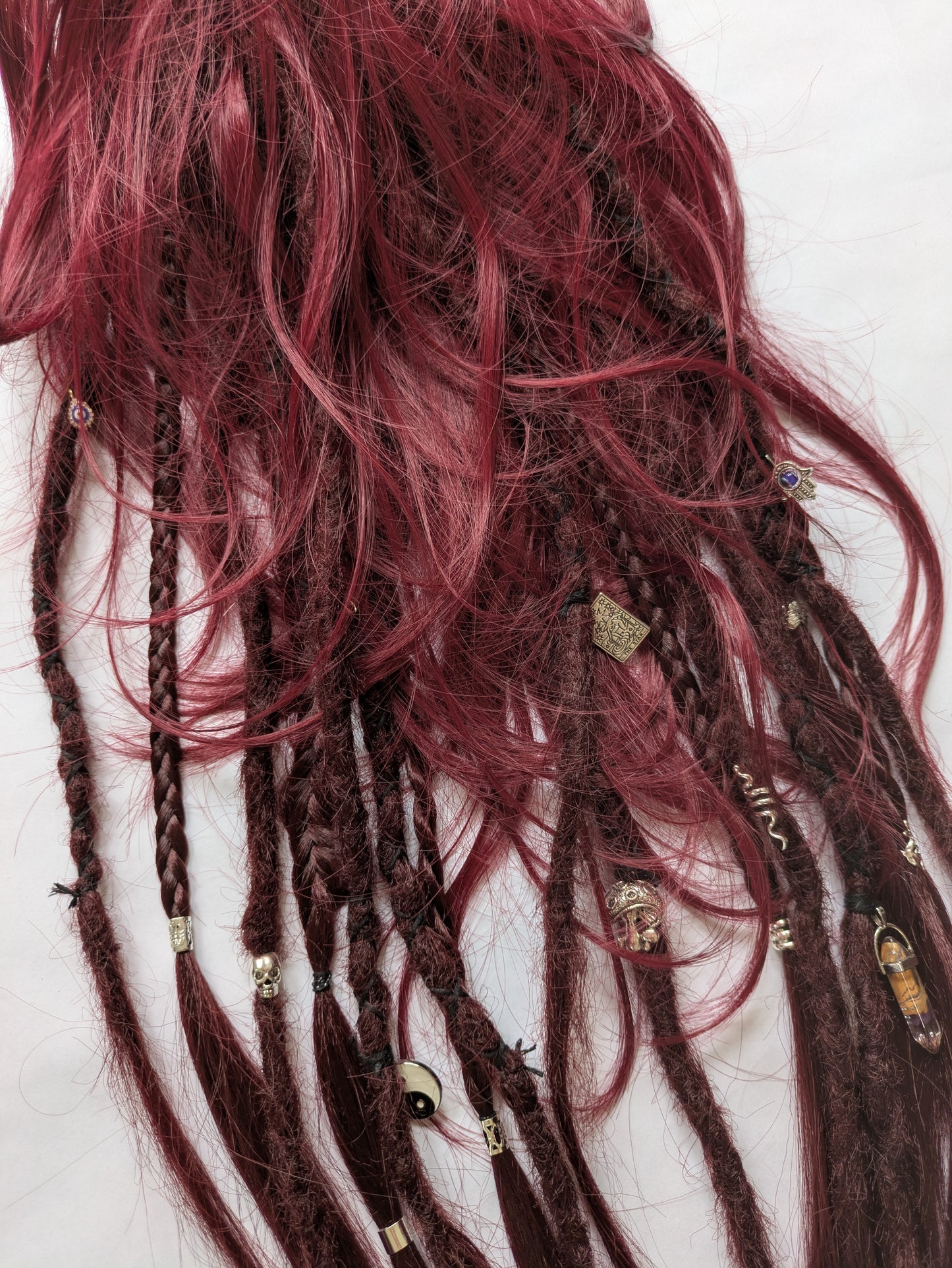 READY TO SHIP Burgundy Claw Clip Dreadlock Ponytail