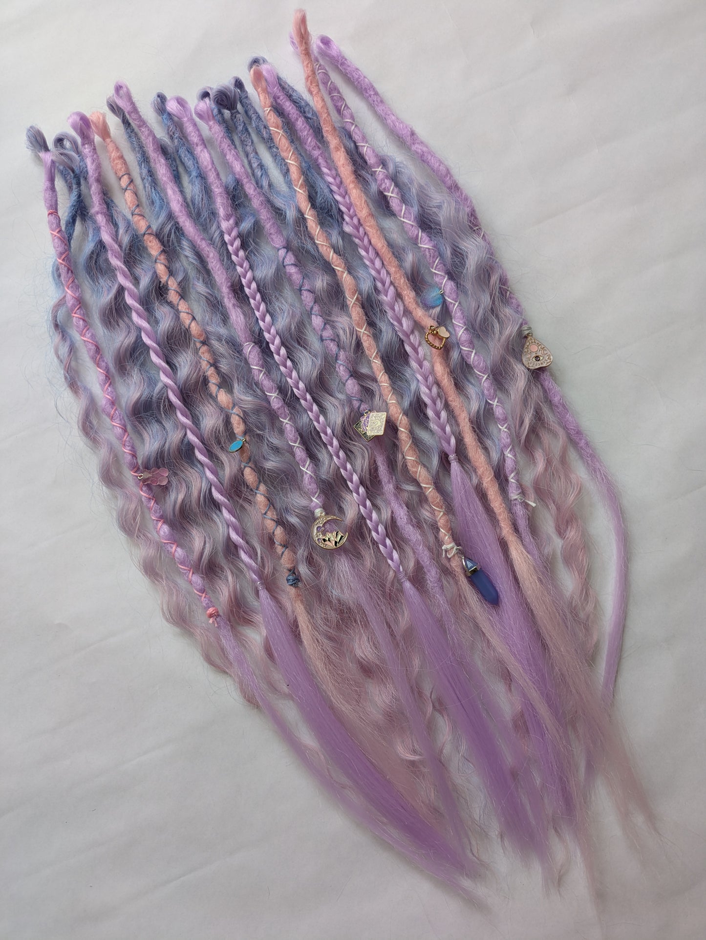 READY TO SHIP Accent set of dreamy pastel pink purple and blue dreadlocks and hybrid locks