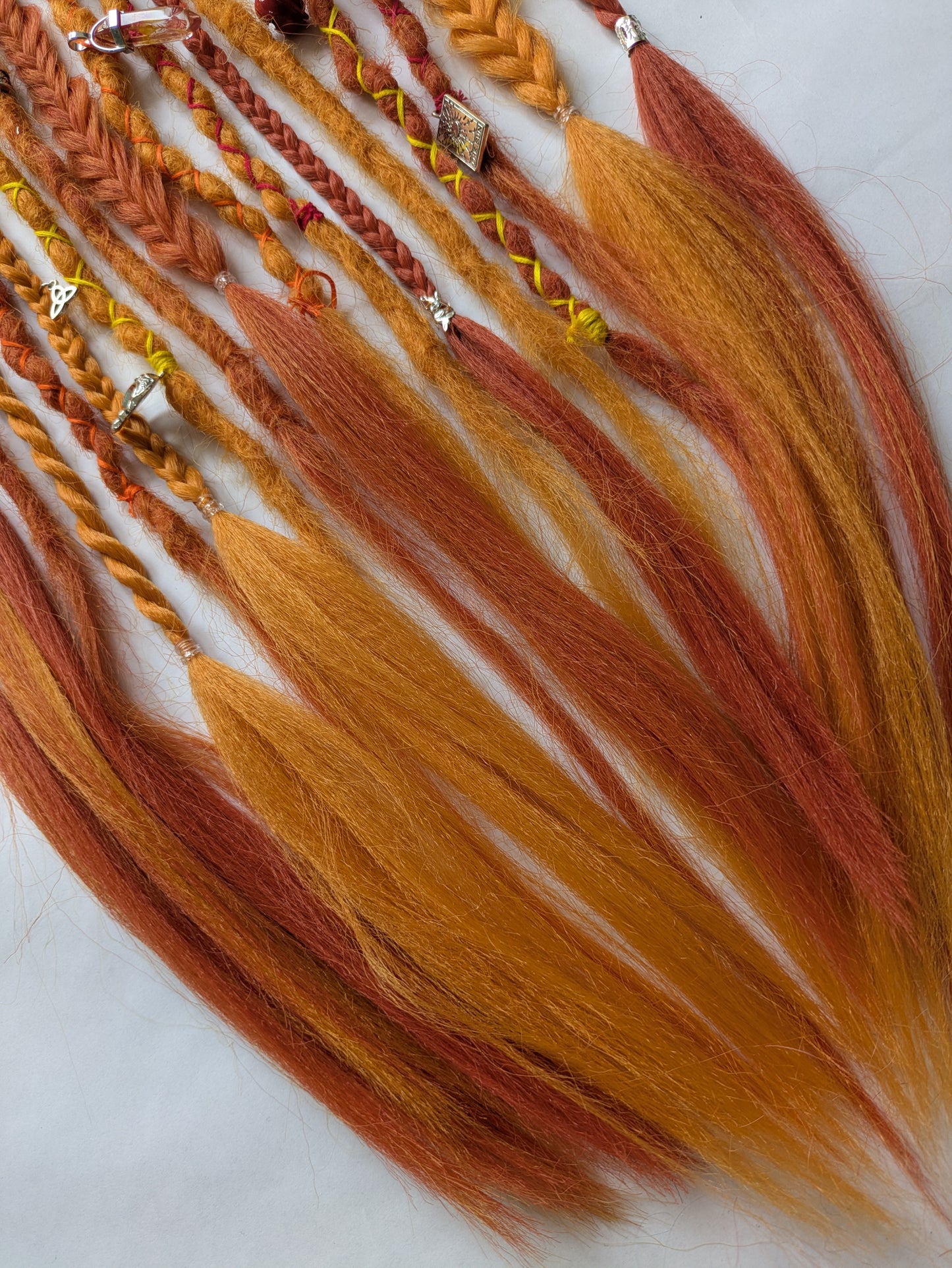 READY TO SHIP Accent set of firey orange dreadlocks and braids