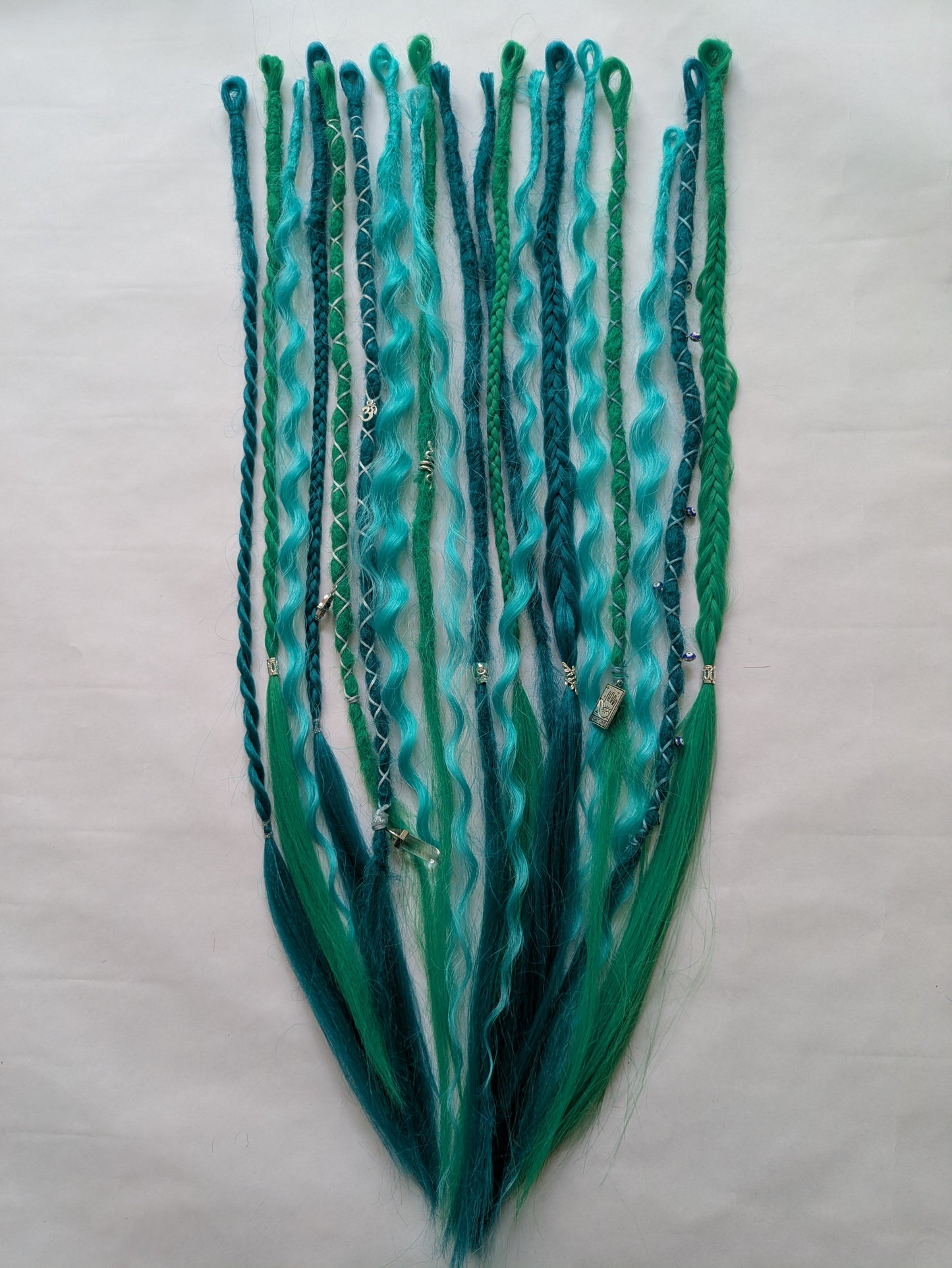 READY TO SHIP Accent set of dreamy sea blue and green dreadlocks and hybrid locks