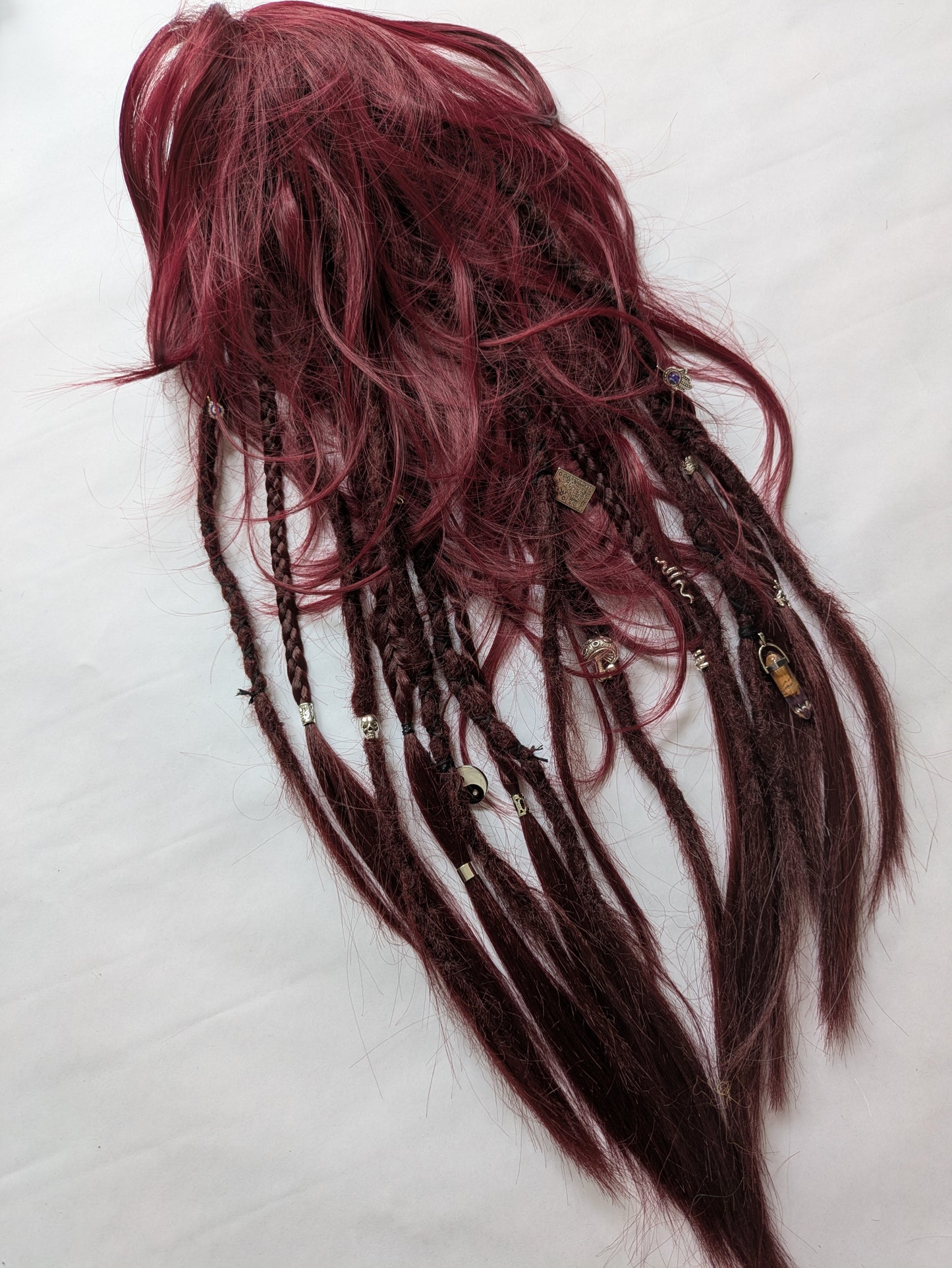 READY TO SHIP Burgundy Claw Clip Dreadlock Ponytail
