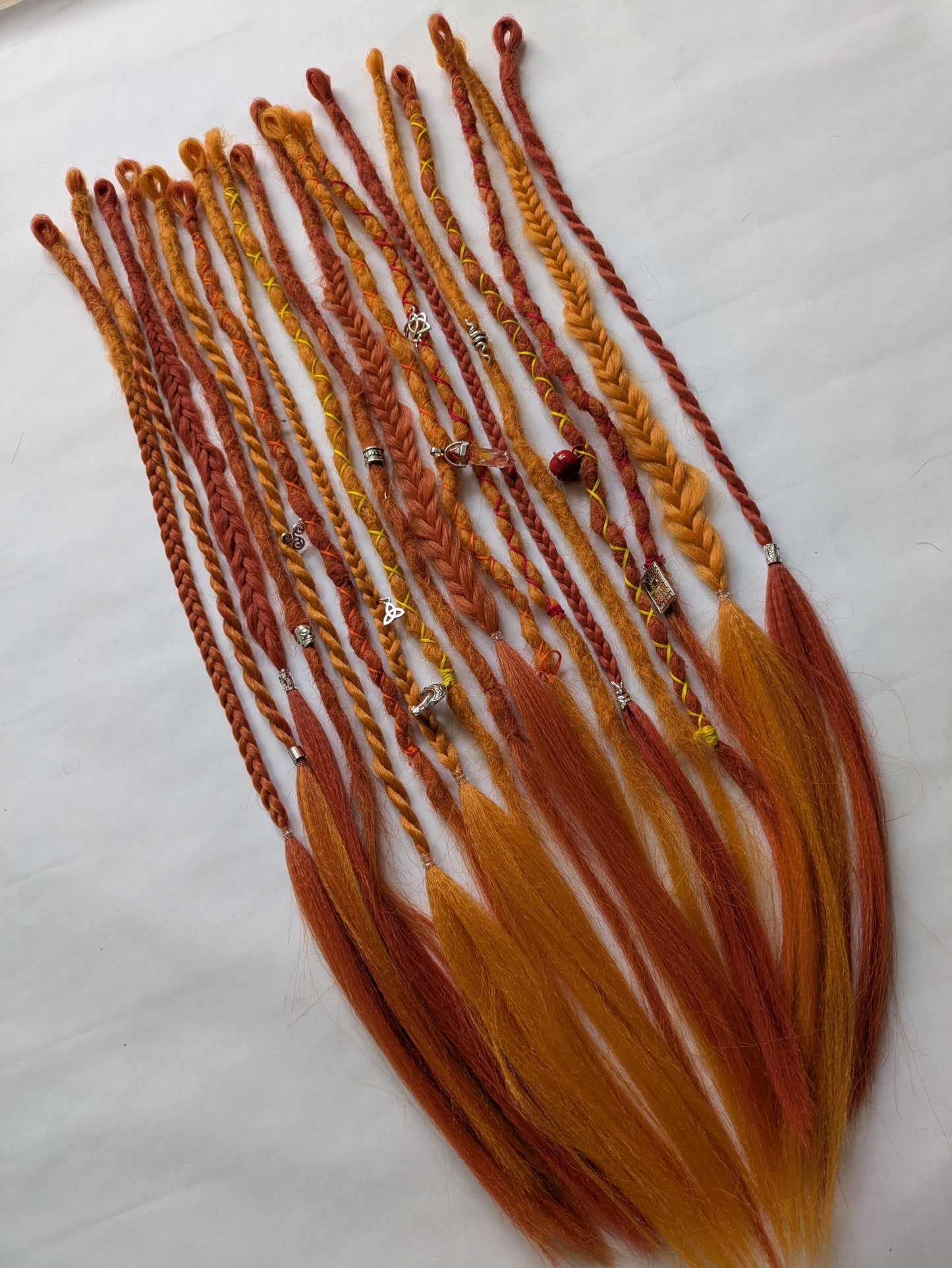 READY TO SHIP Accent set of firey orange dreadlocks and braids
