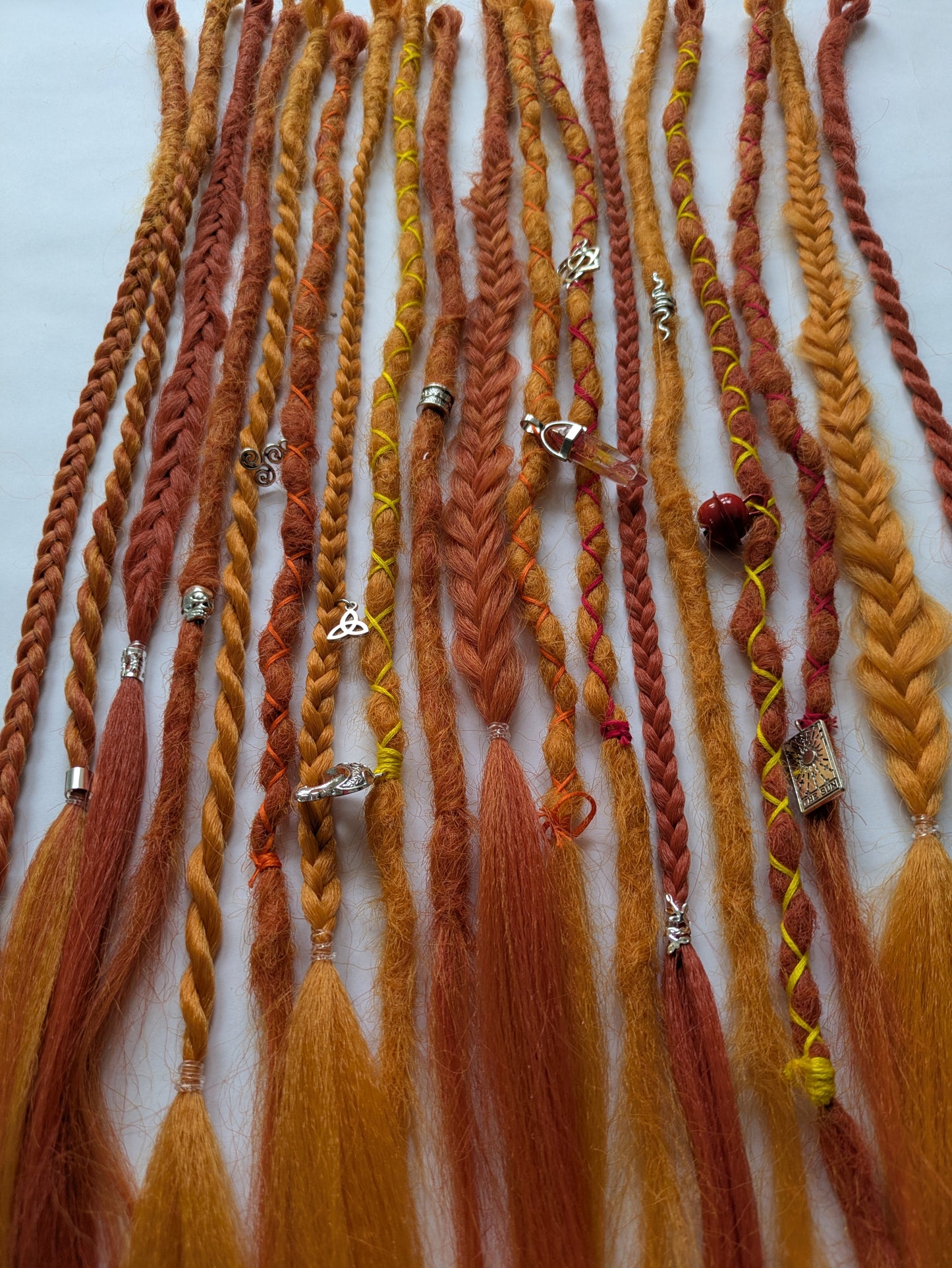 READY TO SHIP Accent set of firey orange dreadlocks and braids