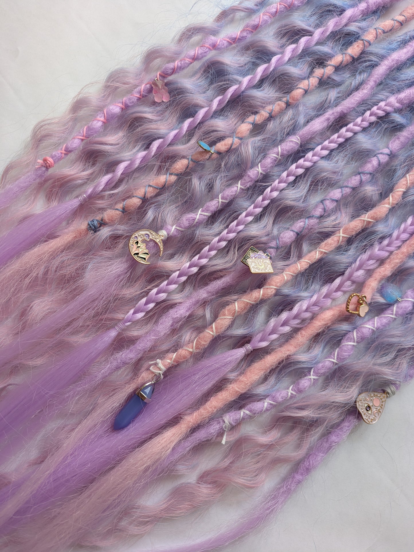 READY TO SHIP Accent set of dreamy pastel pink purple and blue dreadlocks and hybrid locks