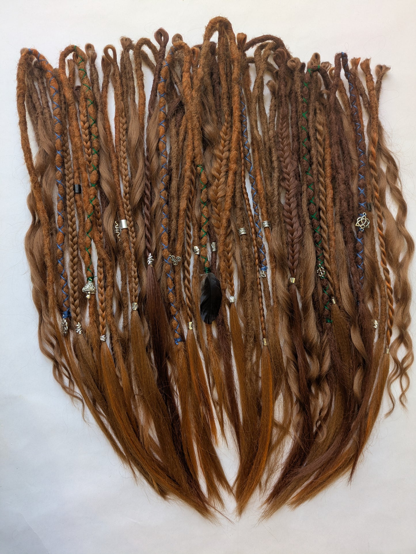 READY TO SHIP Full head of Celtic themed braid in dreadlocks: ginger redhead cowboy copper brown auburn synthetic dreads loc extensions. High Quality Crochet Locs made with Henlon.
