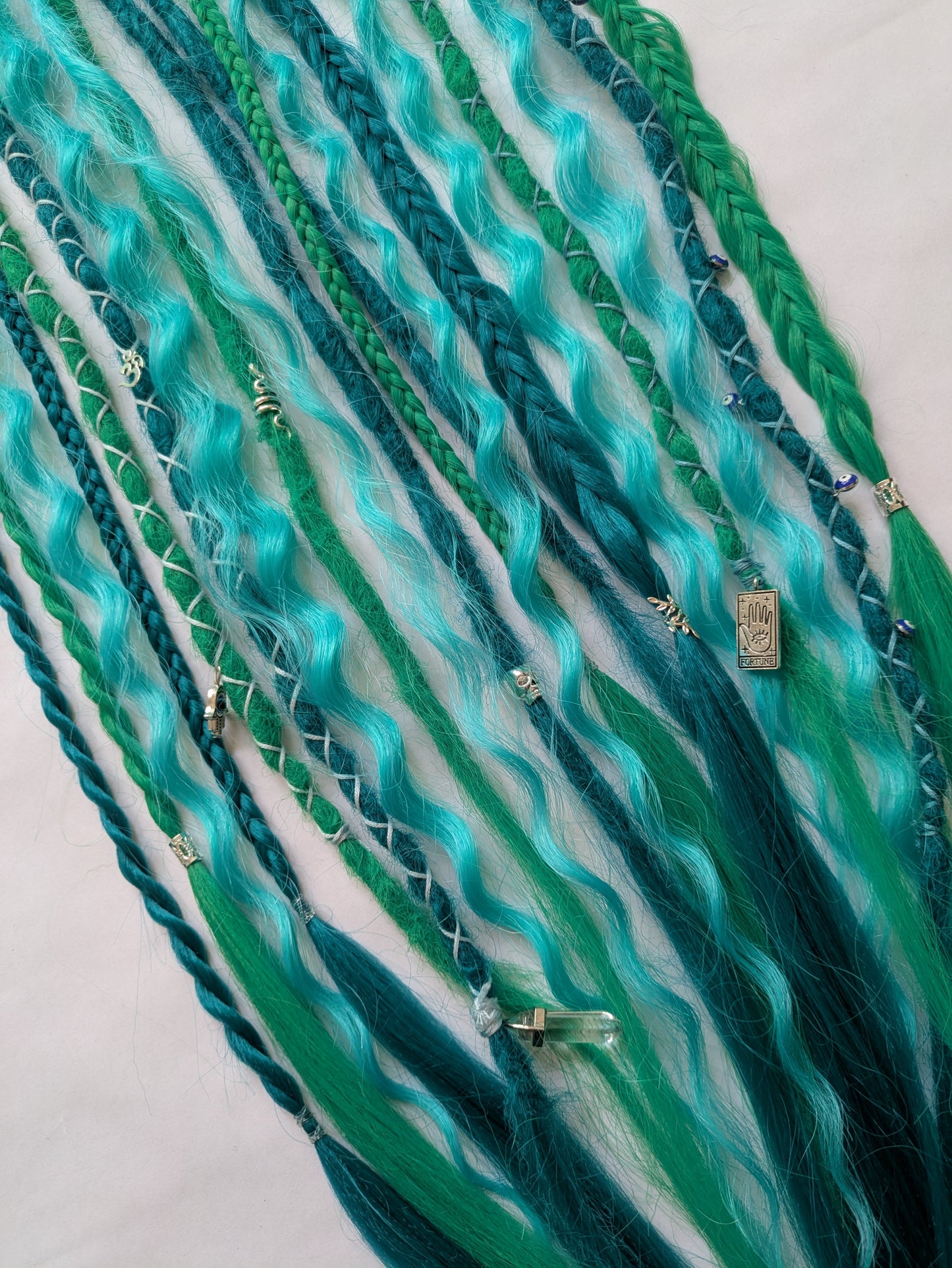 READY TO SHIP Accent set of dreamy sea blue and green dreadlocks and hybrid locks