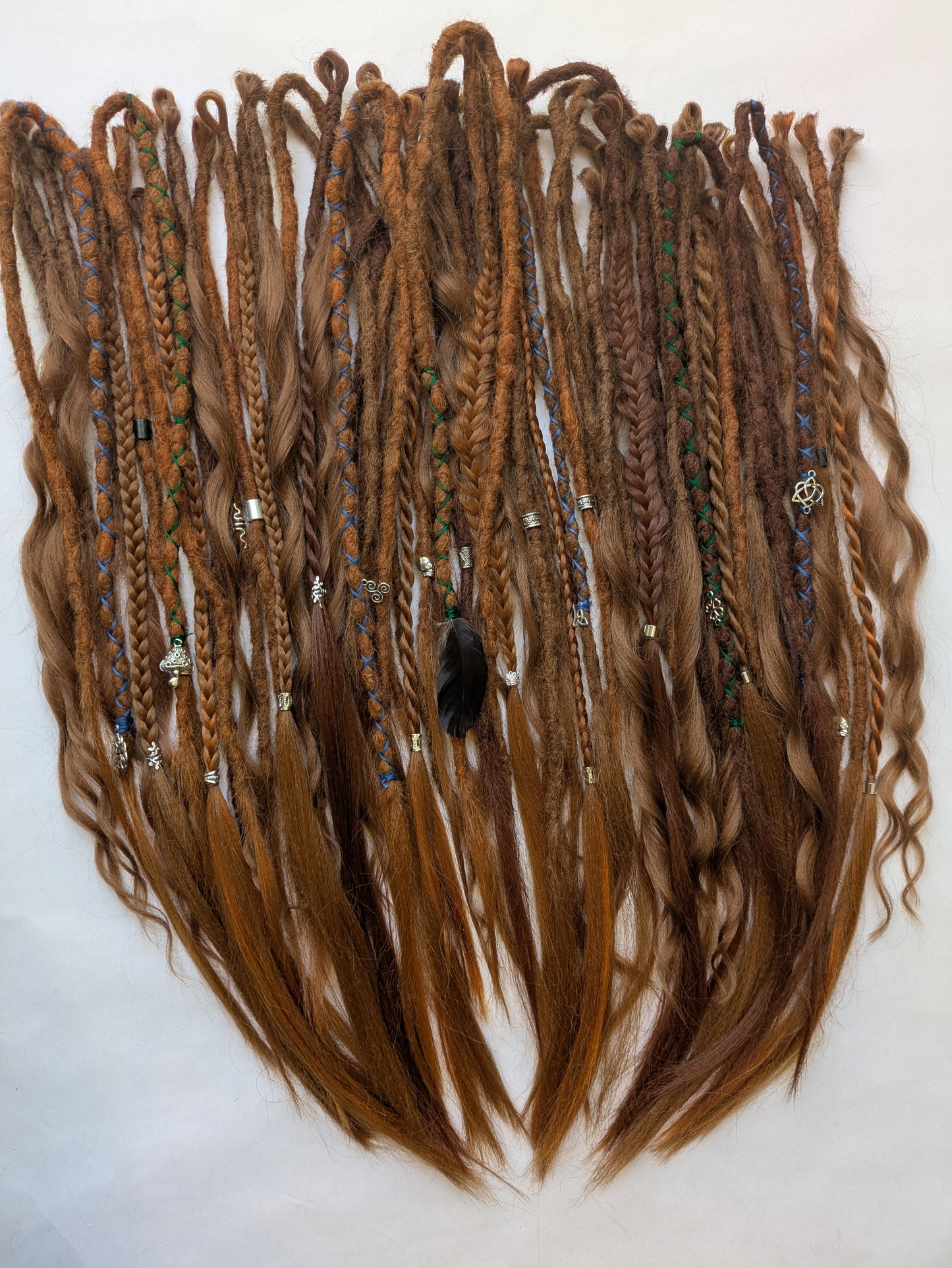 READY TO SHIP Full head of Celtic themed braid in dreadlocks: ginger redhead cowboy copper brown auburn synthetic dreads loc extensions. High Quality Crochet Locs made with Henlon.