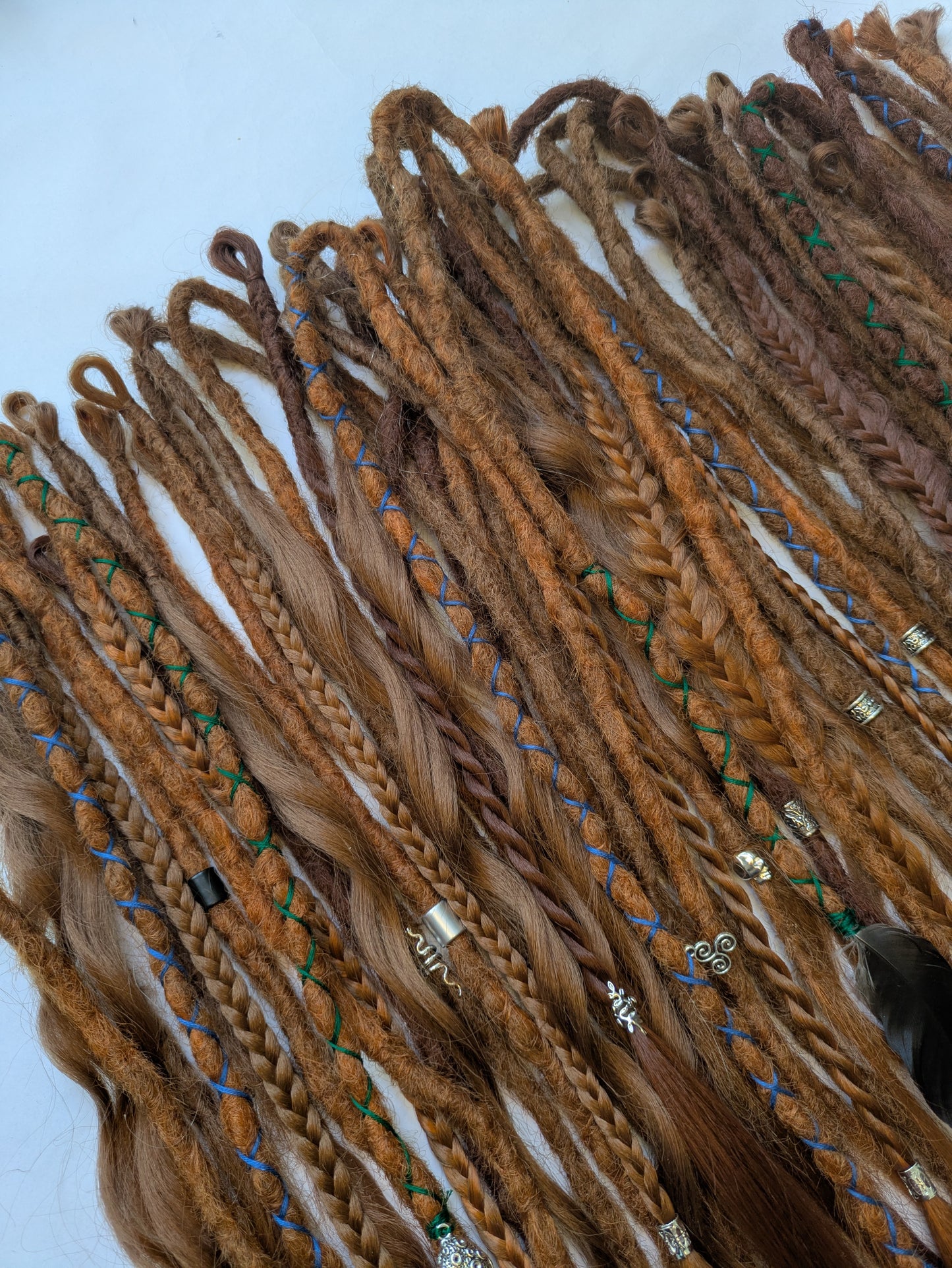 READY TO SHIP Full head of Celtic themed braid in dreadlocks: ginger redhead cowboy copper brown auburn synthetic dreads loc extensions. High Quality Crochet Locs made with Henlon.