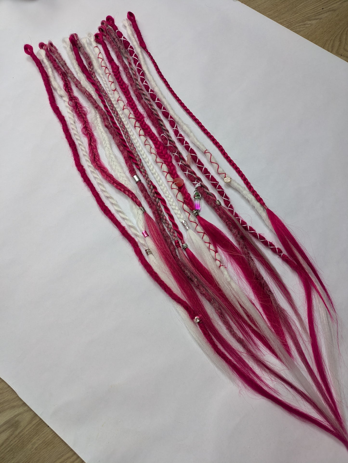 Be My Valentine 💖 READY TO SHIP dreadlock accent set white and cherry blossom pink 🌸 dreads braids. 15 x single ended braid in extensions.High Quality Crochet made with Henlon.