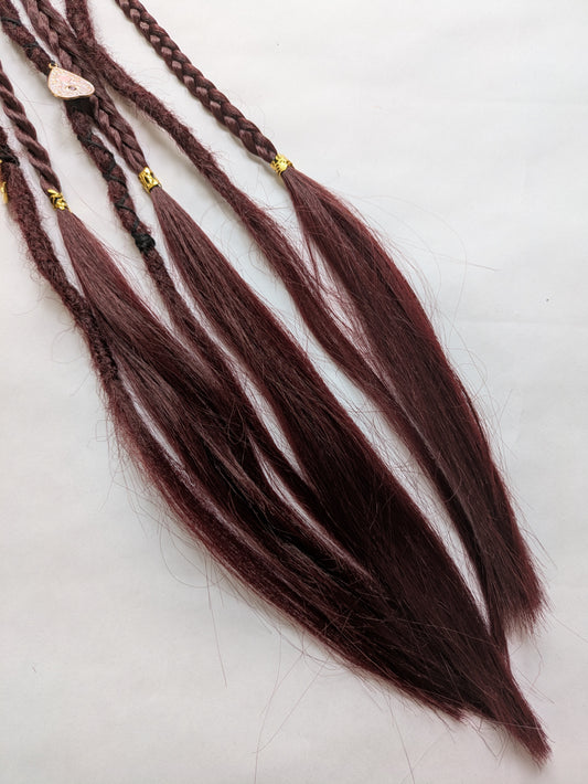 READY TO SHIP Accent set of burgundy dreadlocks and braids