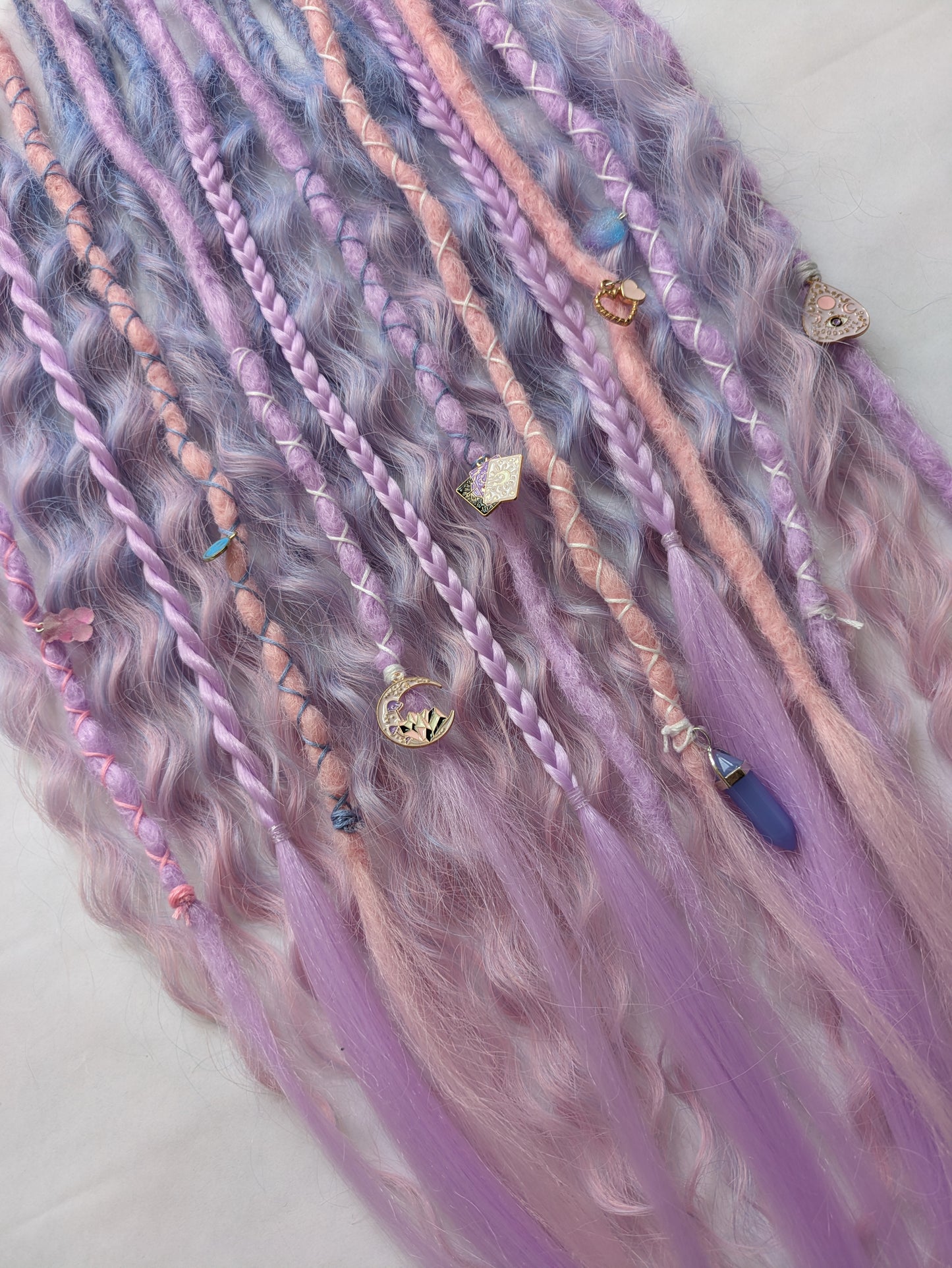 READY TO SHIP Accent set of dreamy pastel pink purple and blue dreadlocks and hybrid locks