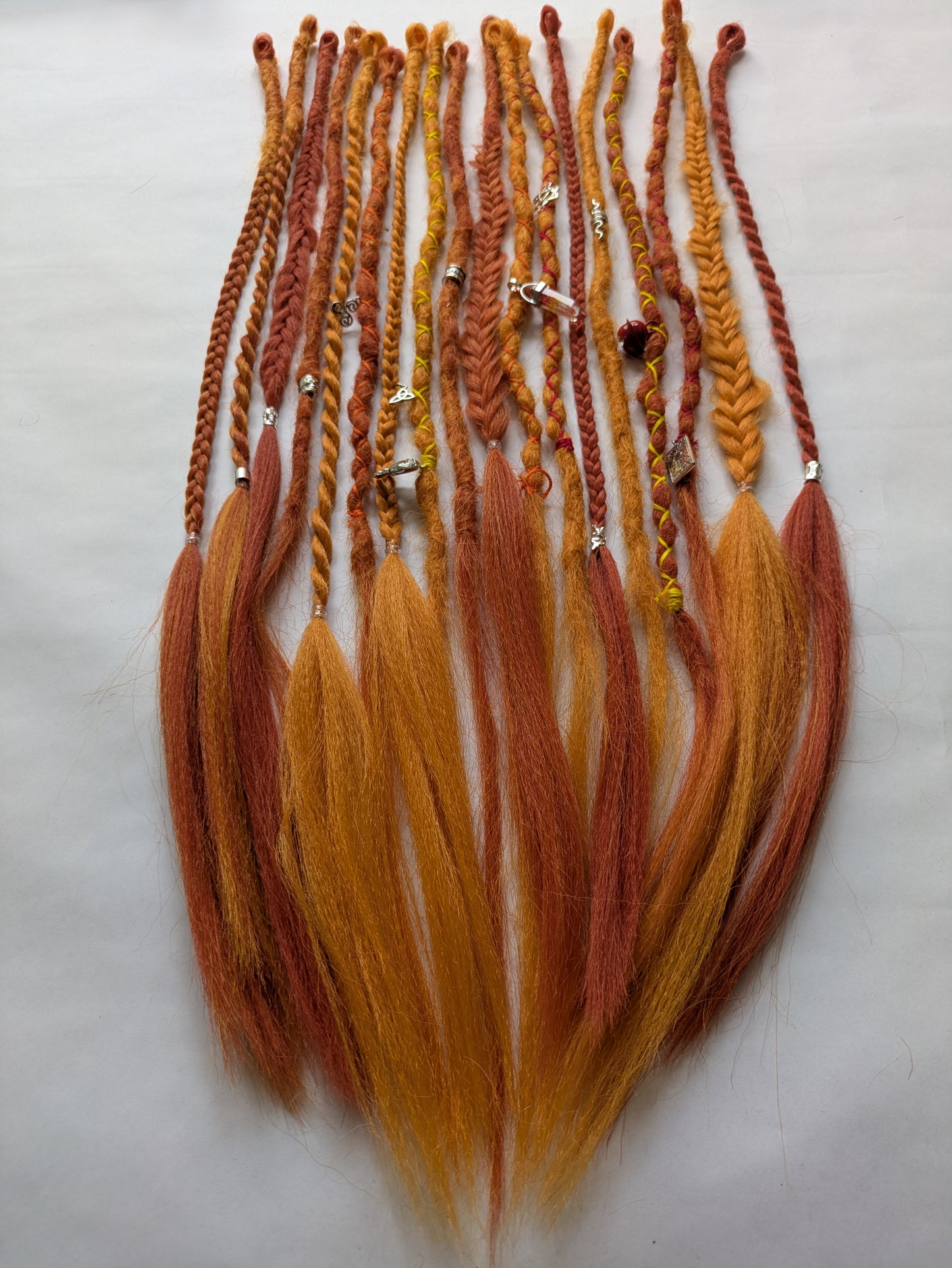 READY TO SHIP Accent set of firey orange dreadlocks and braids