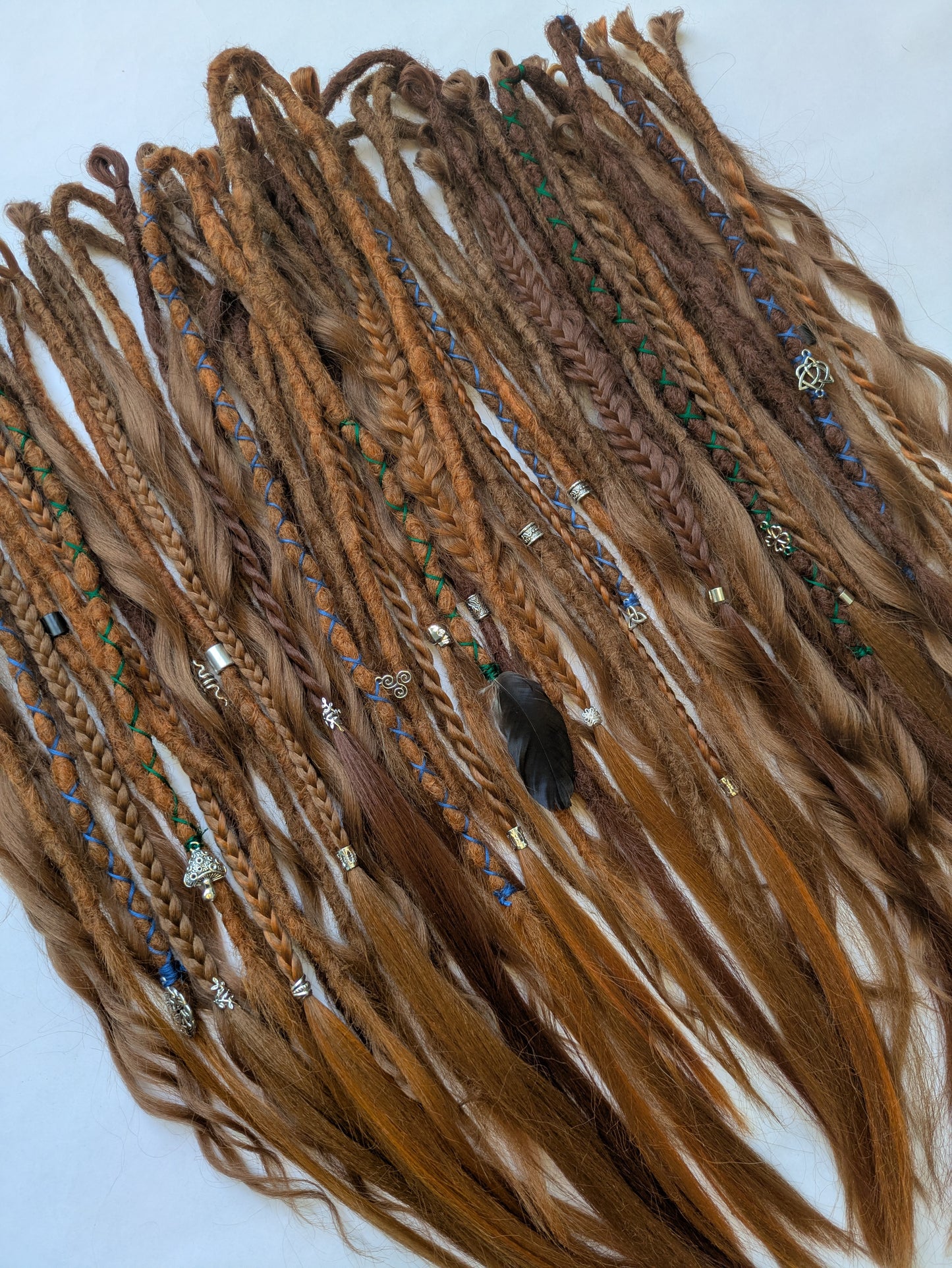READY TO SHIP Full head of Celtic themed braid in dreadlocks: ginger redhead cowboy copper brown auburn synthetic dreads loc extensions. High Quality Crochet Locs made with Henlon.