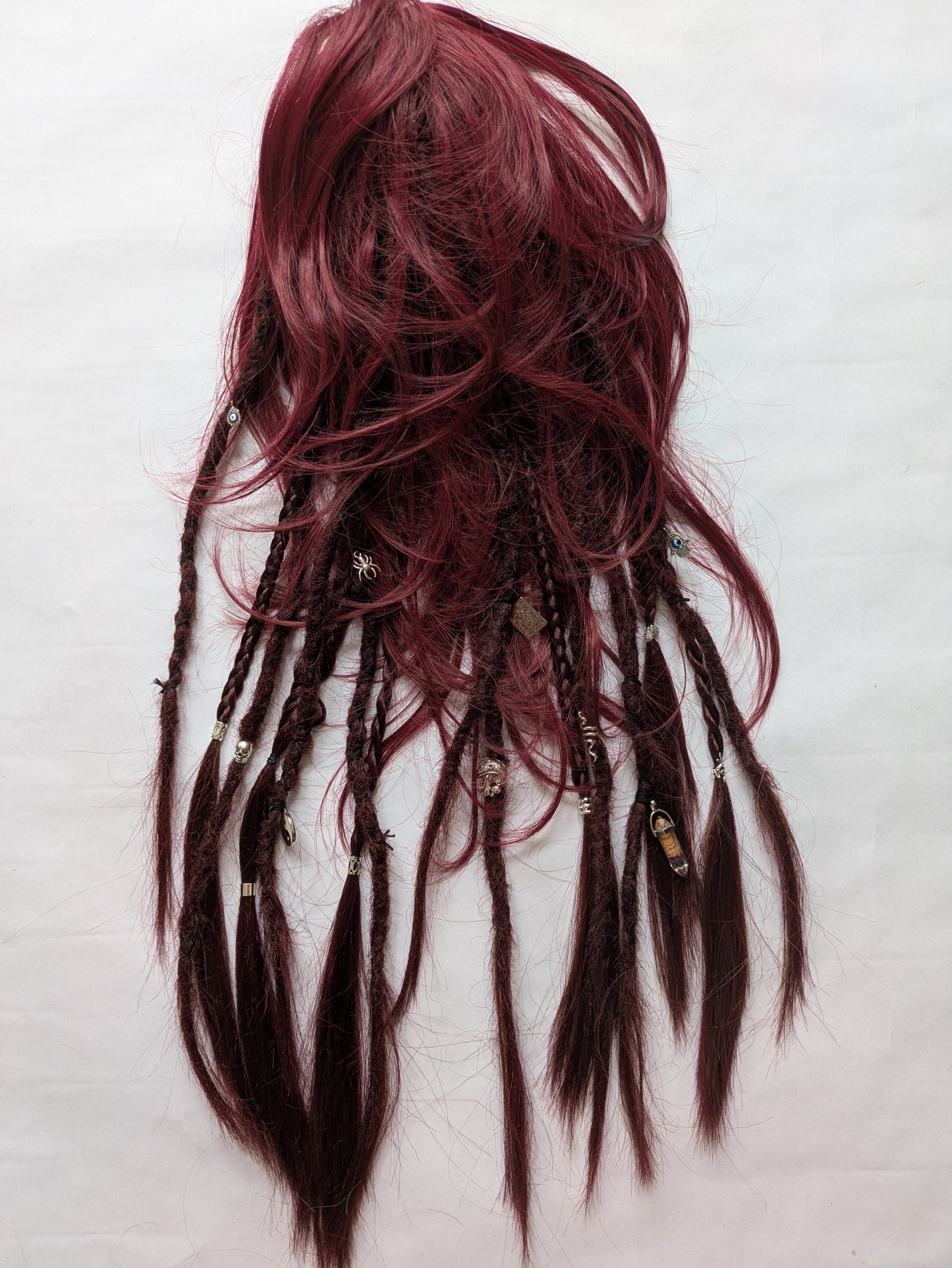 READY TO SHIP Burgundy Claw Clip Dreadlock Ponytail
