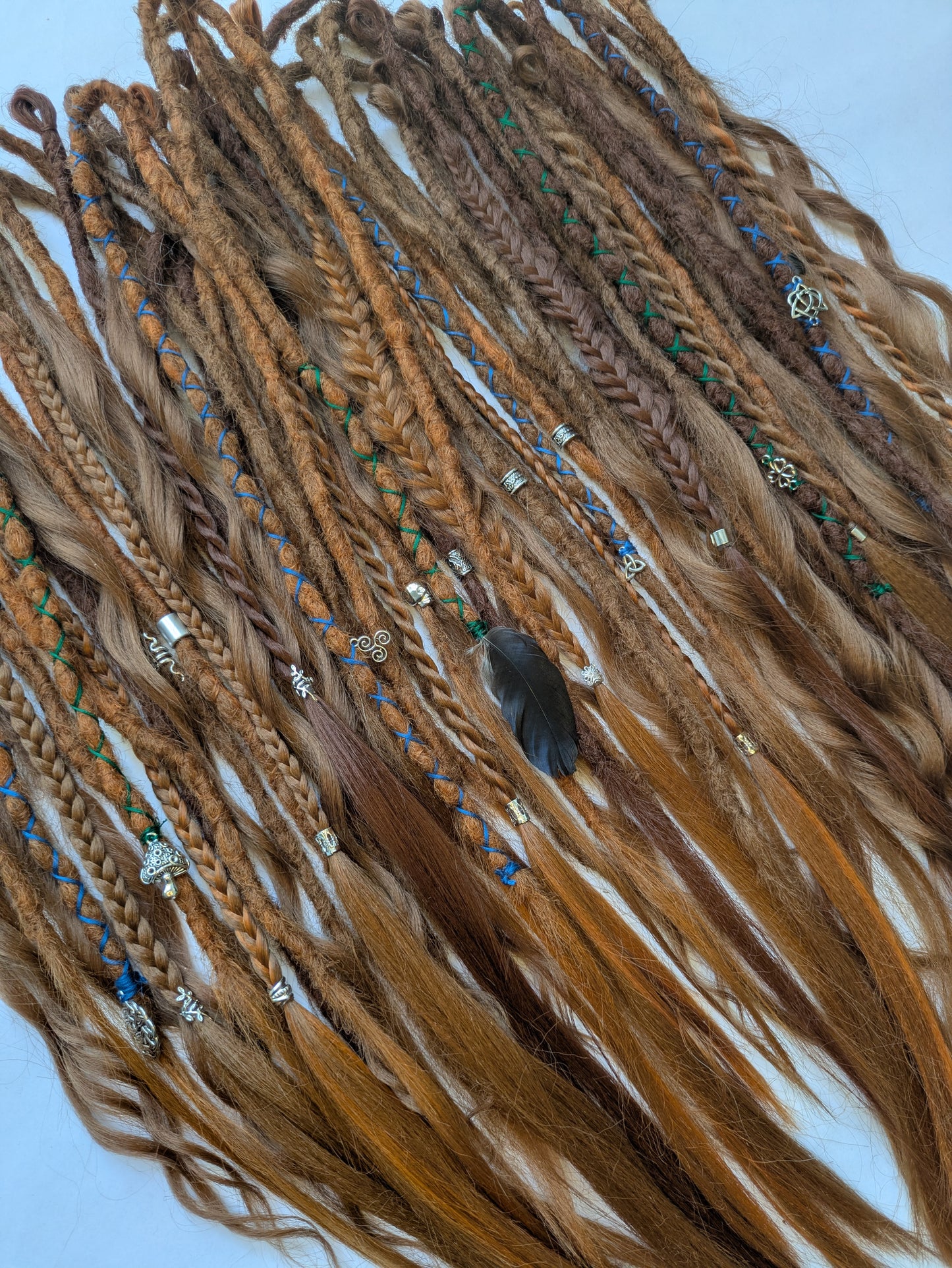 READY TO SHIP Full head of Celtic themed braid in dreadlocks: ginger redhead cowboy copper brown auburn synthetic dreads loc extensions. High Quality Crochet Locs made with Henlon.