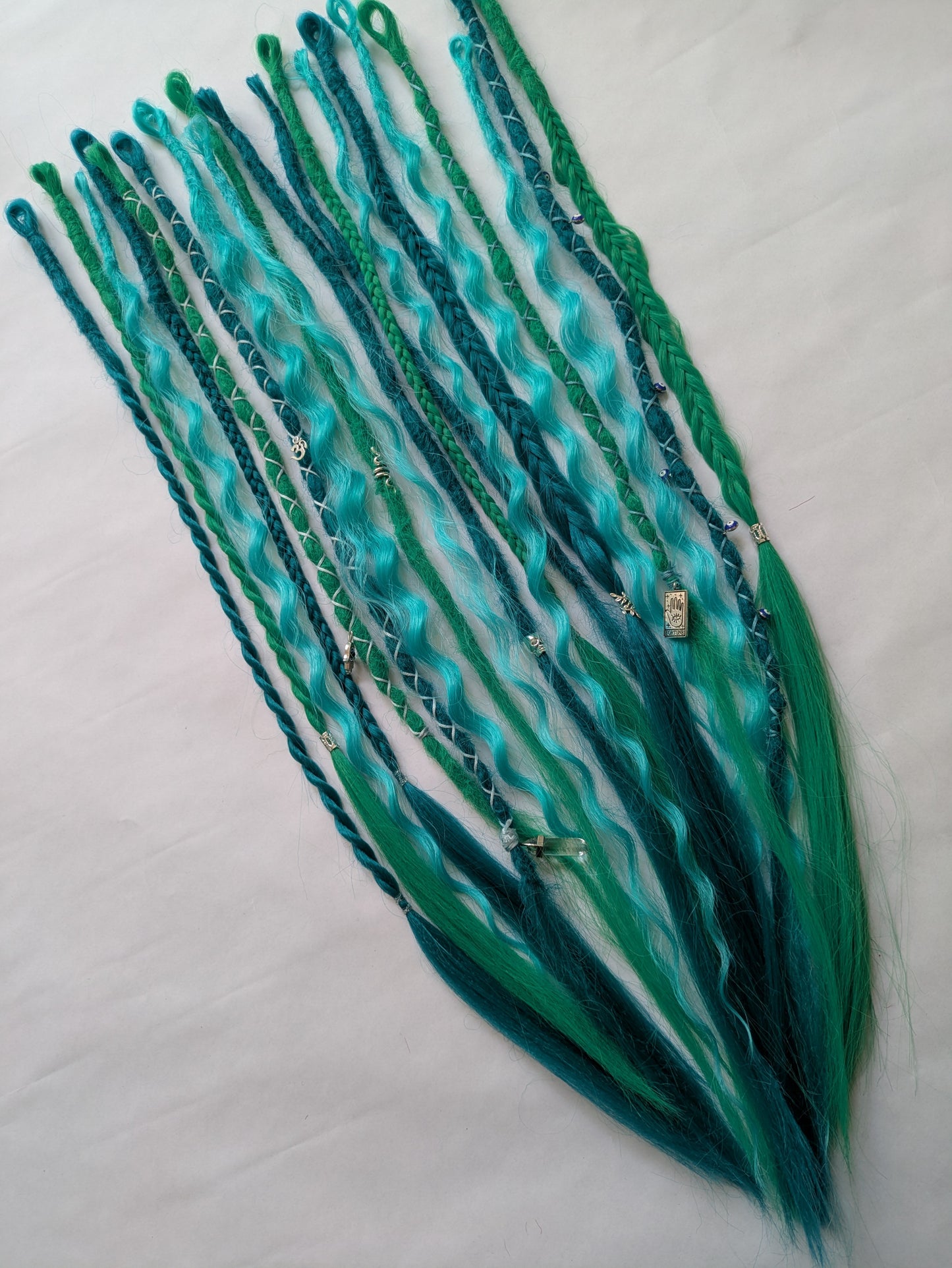 READY TO SHIP Accent set of dreamy sea blue and green dreadlocks and hybrid locks