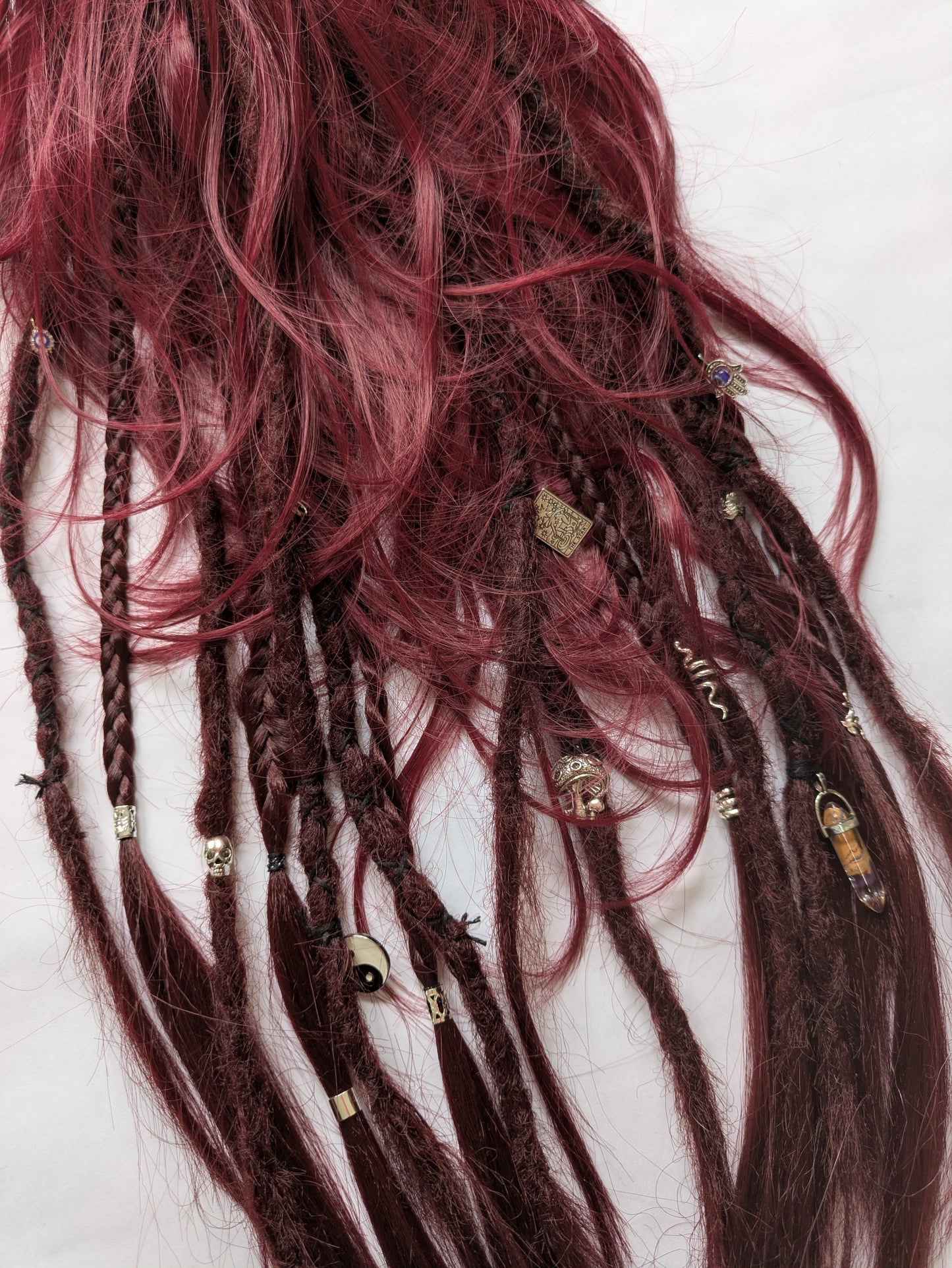 READY TO SHIP Burgundy Claw Clip Dreadlock Ponytail