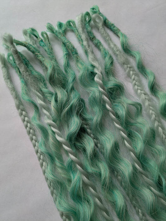 READY TO SHIP Accent set of dreamy pastel mint green dreadlocks and hybrid locks