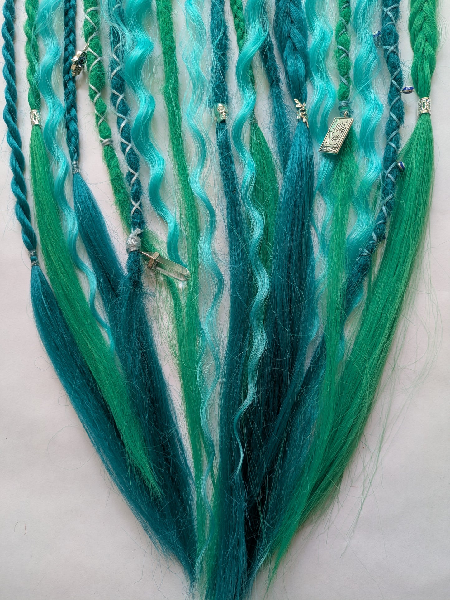 READY TO SHIP Accent set of dreamy sea blue and green dreadlocks and hybrid locks