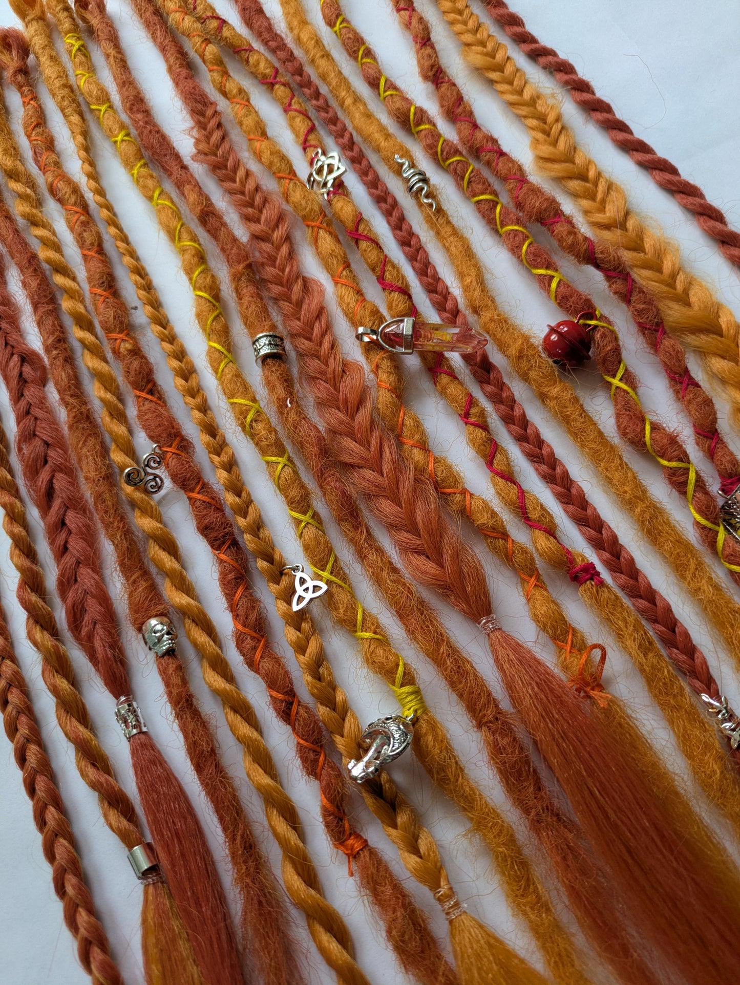 READY TO SHIP Accent set of firey orange dreadlocks and braids