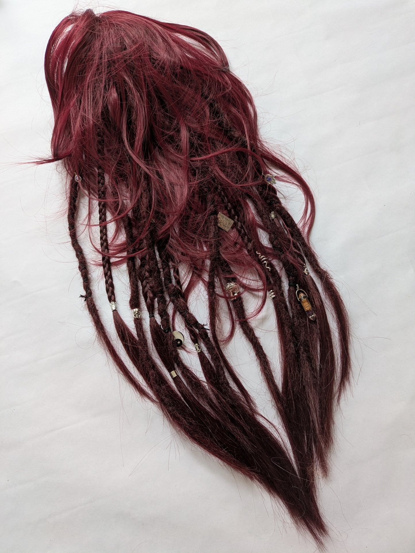 READY TO SHIP Burgundy Claw Clip Dreadlock Ponytail