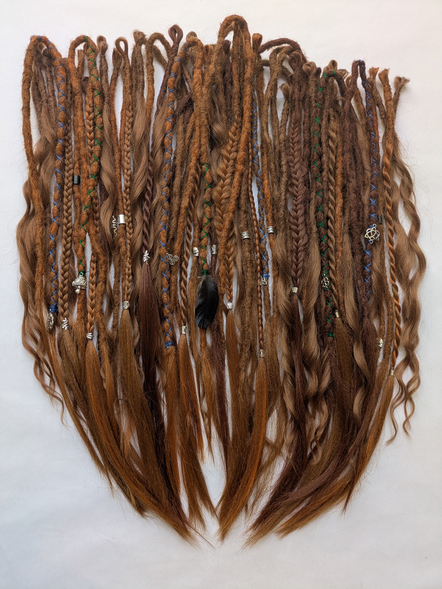 READY TO SHIP Full head of Celtic themed braid in dreadlocks: ginger redhead cowboy copper brown auburn synthetic dreads loc extensions. High Quality Crochet Locs made with Henlon.