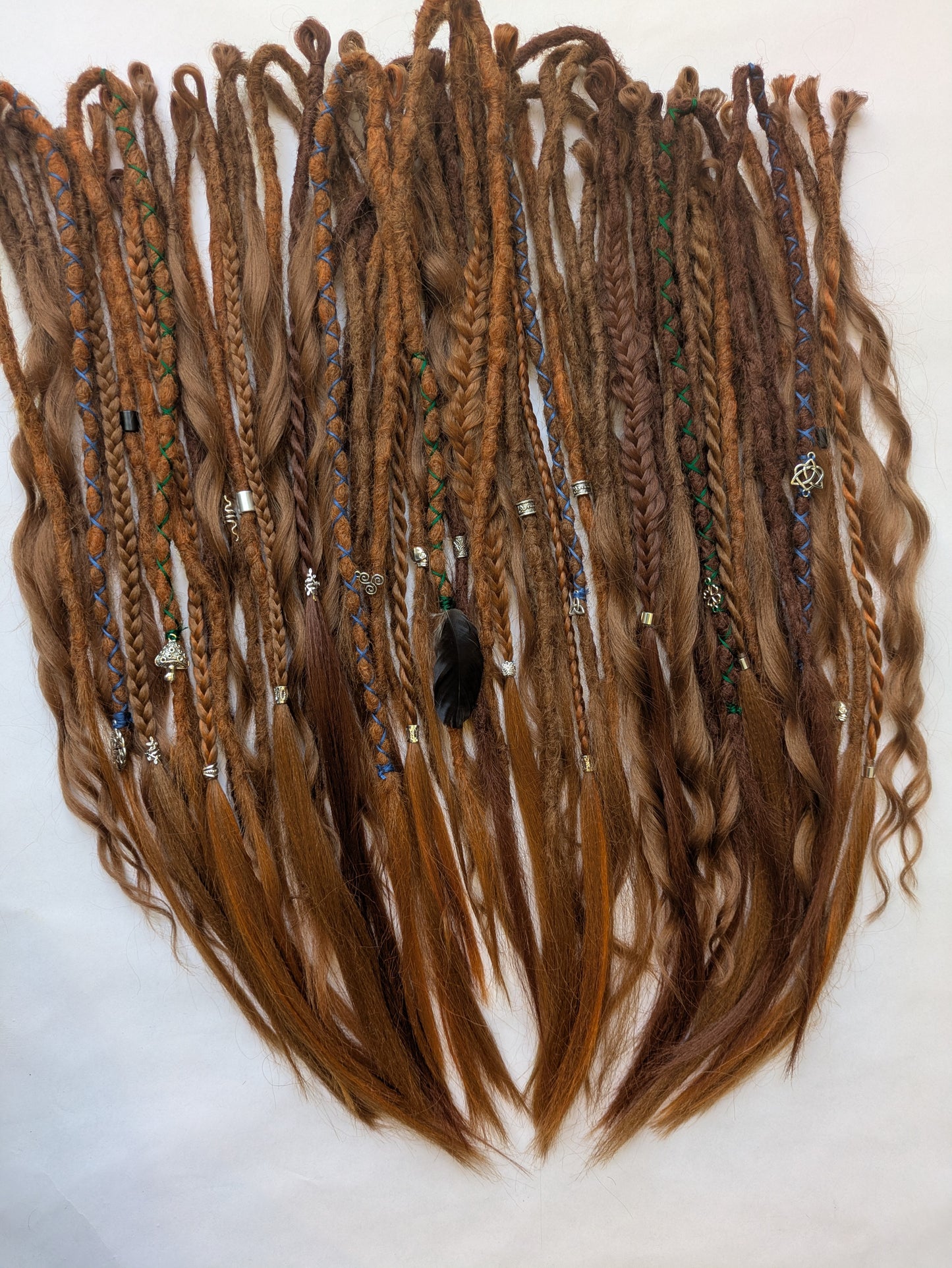 READY TO SHIP Full head of Celtic themed braid in dreadlocks: ginger redhead cowboy copper brown auburn synthetic dreads loc extensions. High Quality Crochet Locs made with Henlon.
